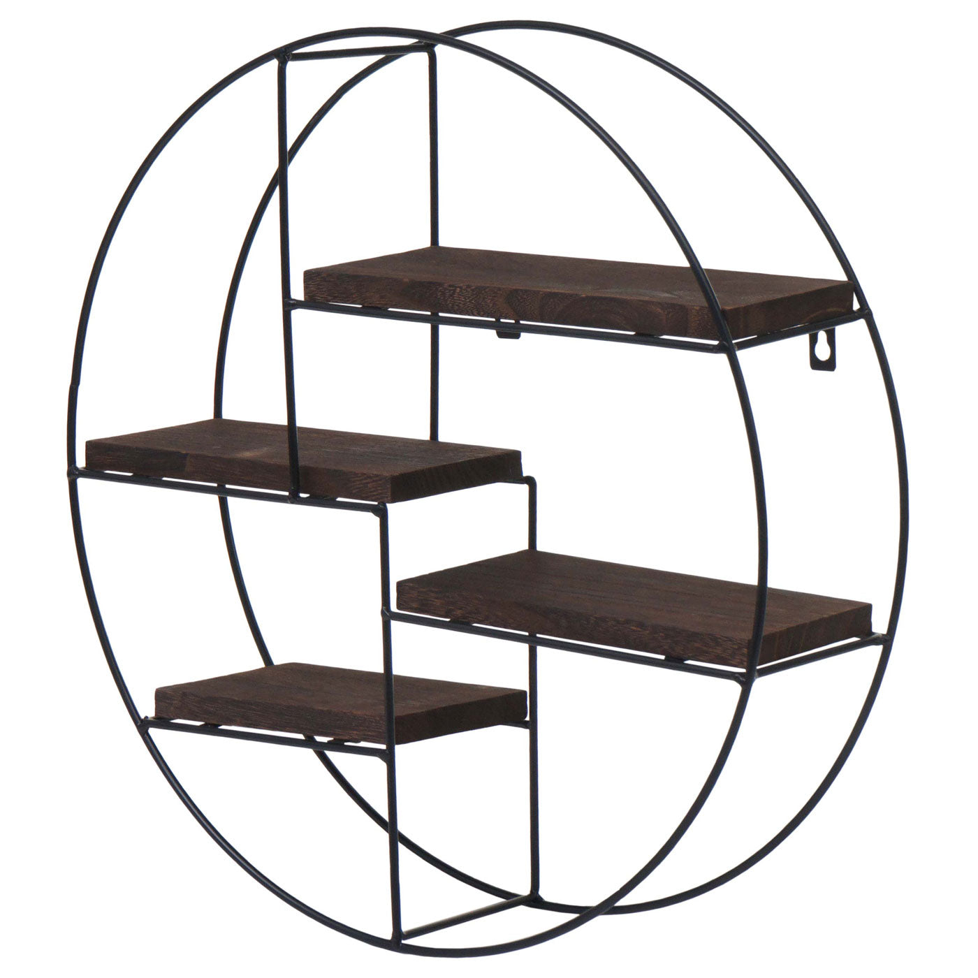 Wandplank MCW-K76, Hangende plank Zwevende plank, 4 planken Metalen massief hout Industrieel 45x45x11cm ~ donkerbruin