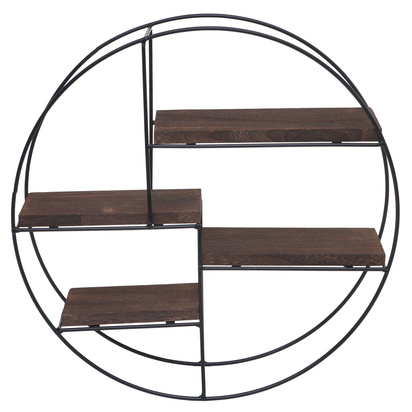 Wandplank MCW-K76, Hangende plank Zwevende plank, 4 planken Metalen massief hout Industrieel 45x45x11cm ~ donkerbruin