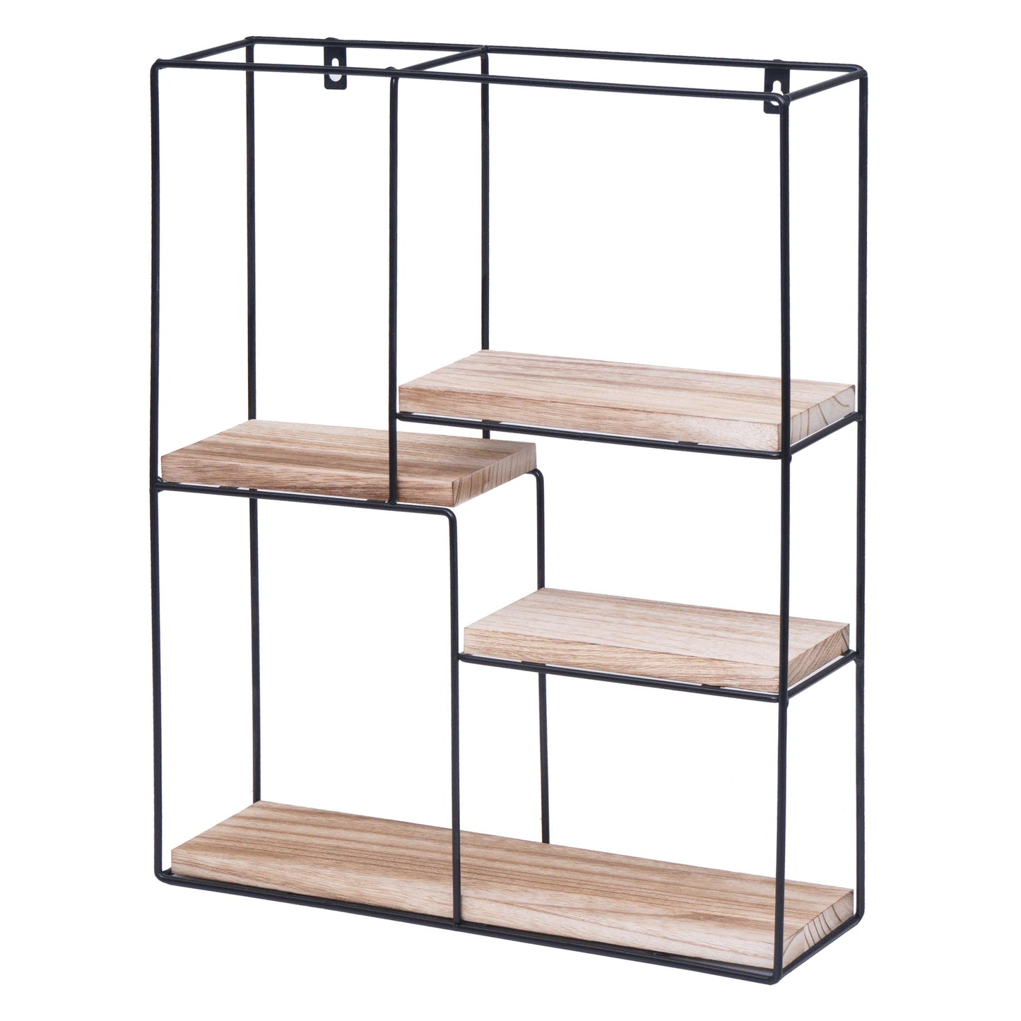 Wandplank MCW-K76, Hangende plank Zwevende plank, 4 planken Metalen massief hout Industrieel 51x40x11cm ~ natuur