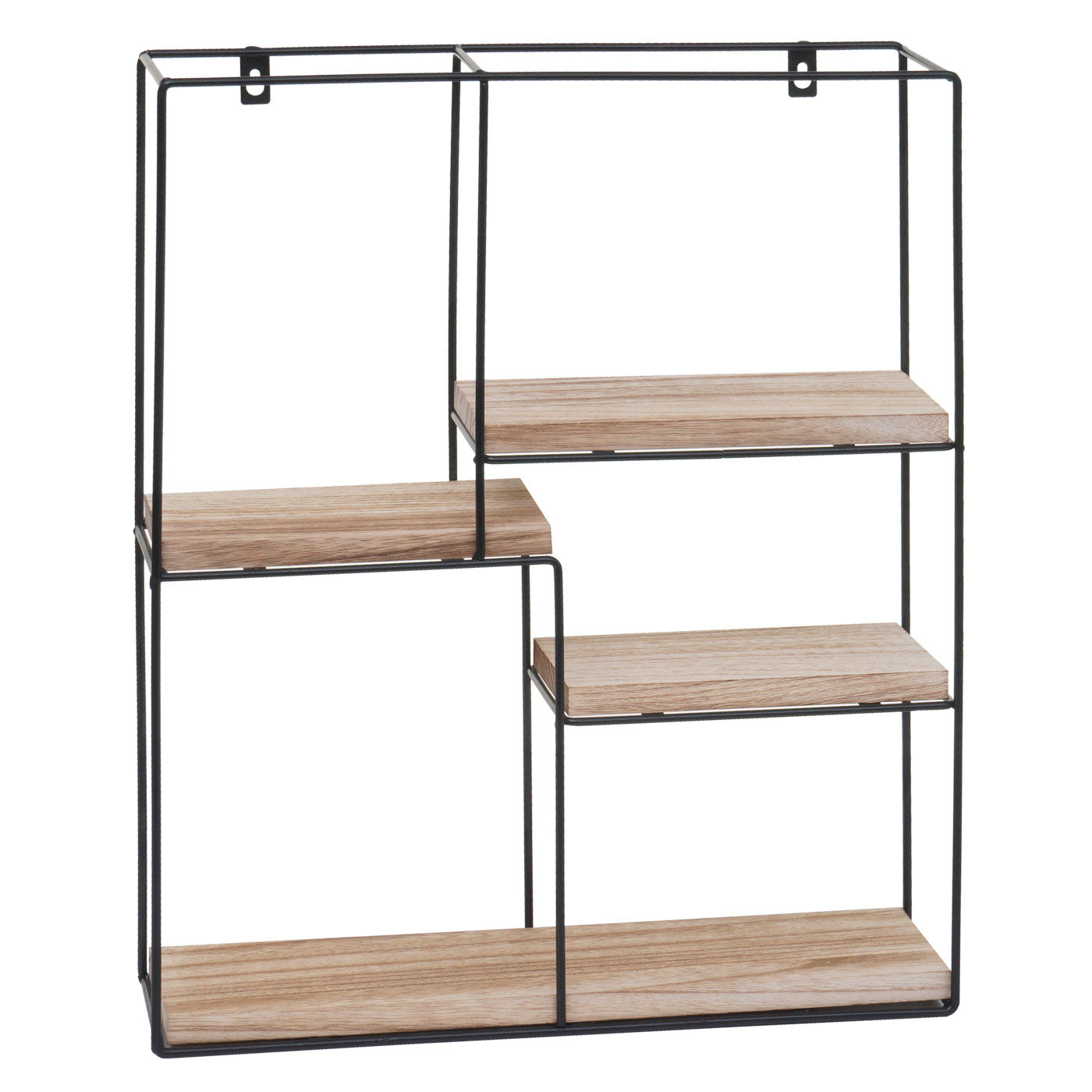 Wandplank MCW-K76, Hangende plank Zwevende plank, 4 planken Metalen massief hout Industrieel 51x40x11cm ~ natuur