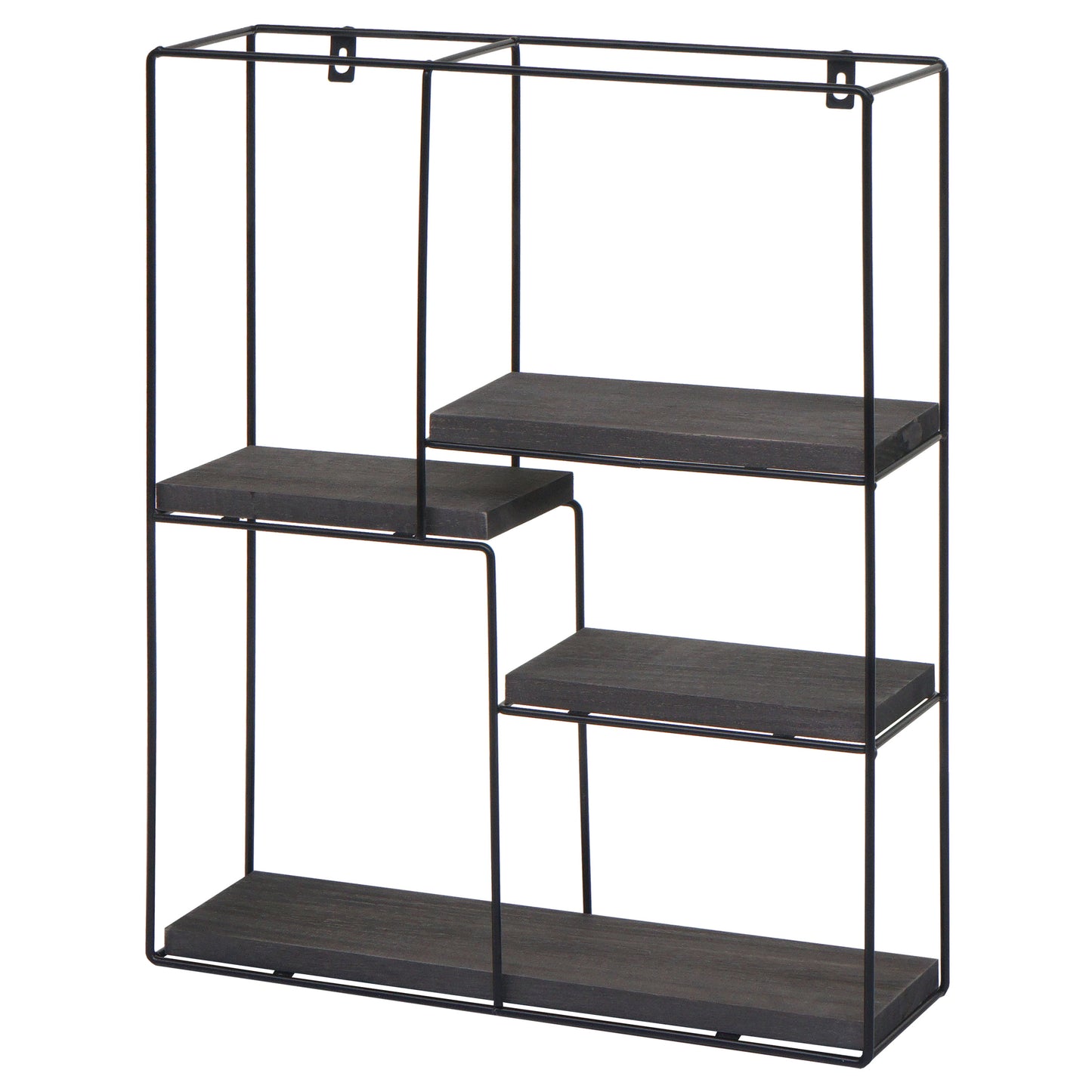 Wandplank MCW-K76, Hangende plank Zwevende plank, 4 planken Metalen massief hout Industrieel 51x40x11cm ~ donkergrijs