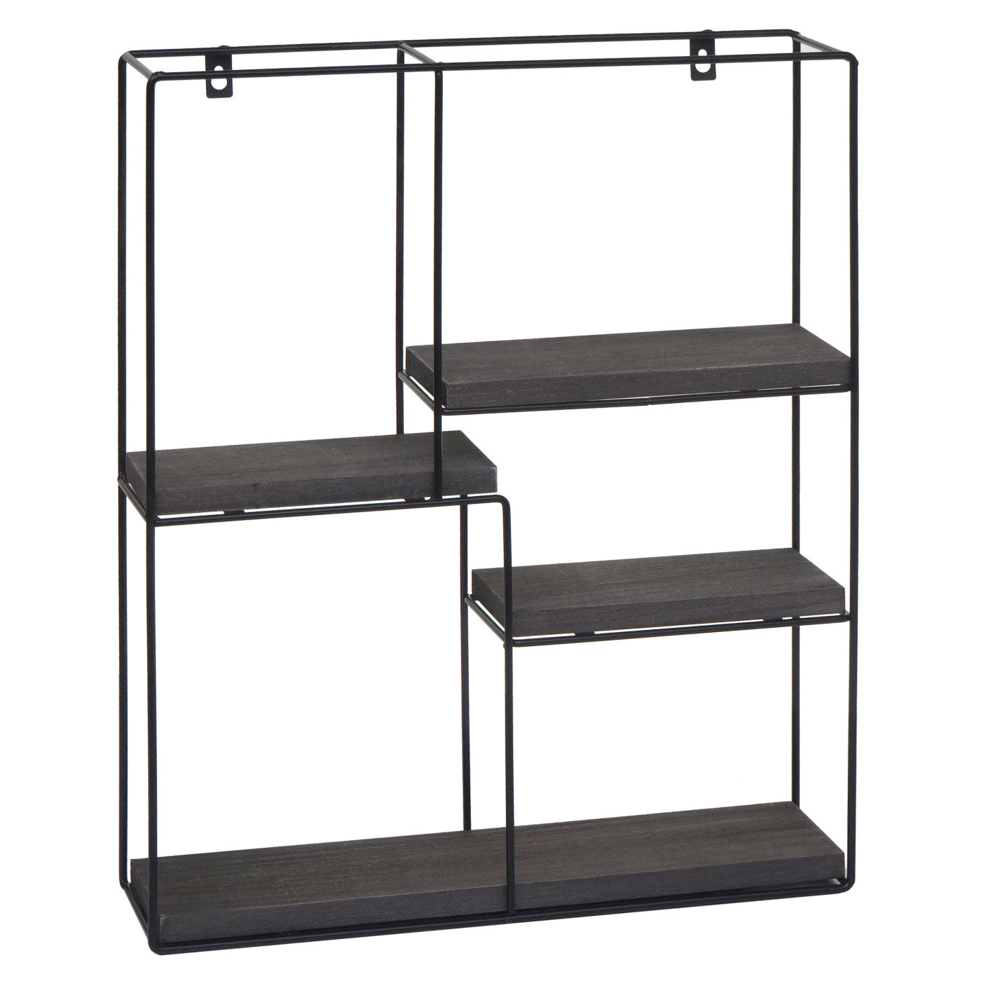 Wandplank MCW-K76, Hangende plank Zwevende plank, 4 planken Metalen massief hout Industrieel 51x40x11cm ~ donkergrijs