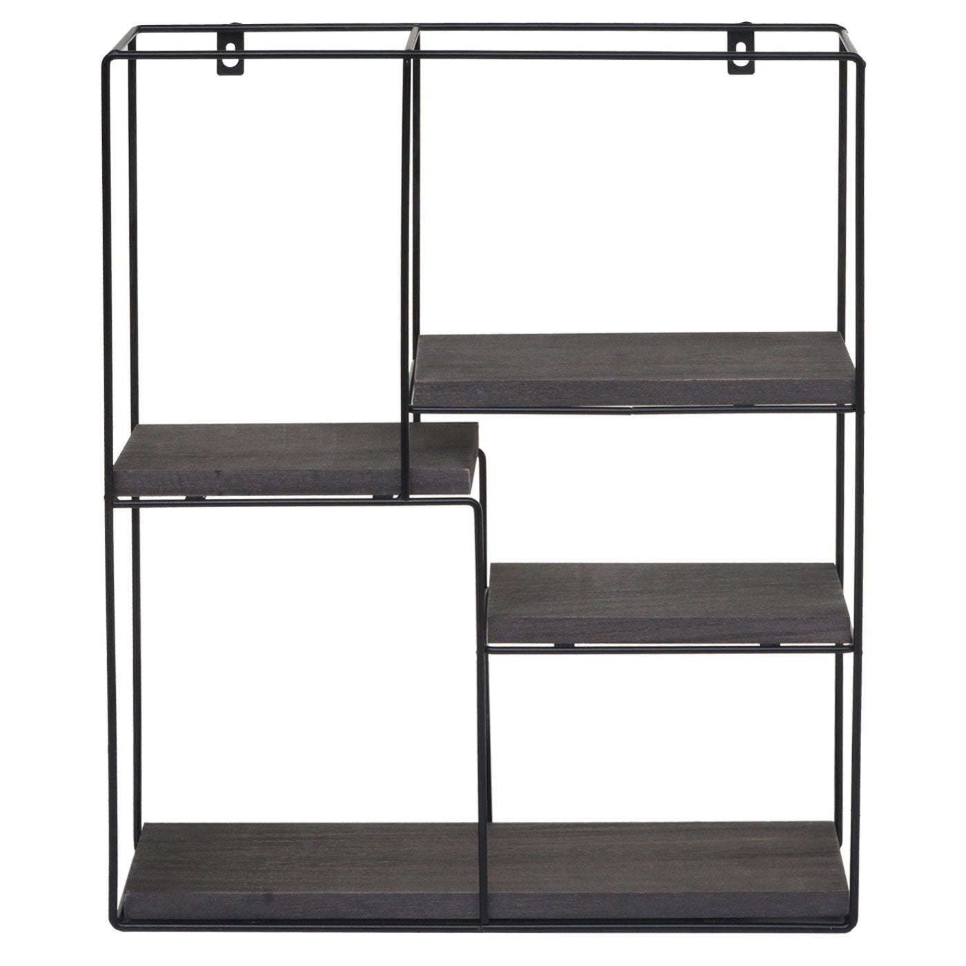 Wandplank MCW-K76, Hangende plank Zwevende plank, 4 planken Metalen massief hout Industrieel 51x40x11cm ~ donkergrijs