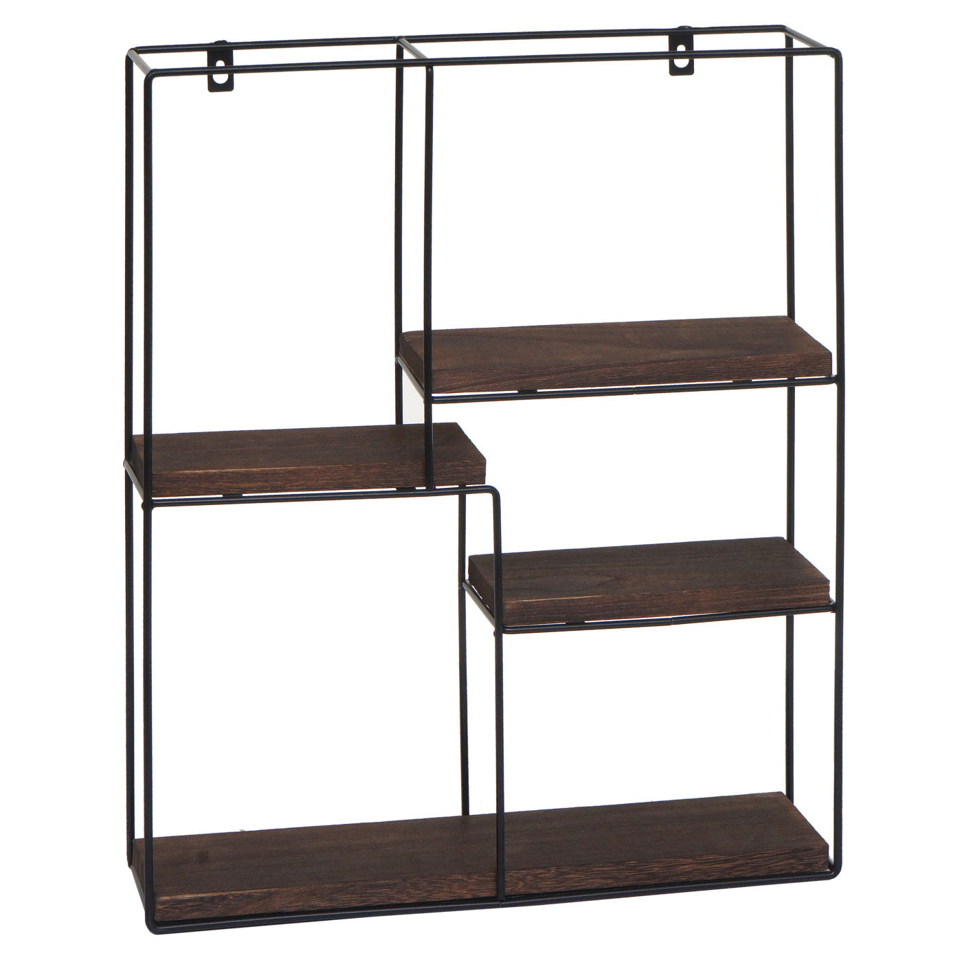 Wandplank MCW-K76, Hangende plank Zwevende plank, 4 planken Metalen massief hout Industrieel 51x40x11cm ~ donkerbruin