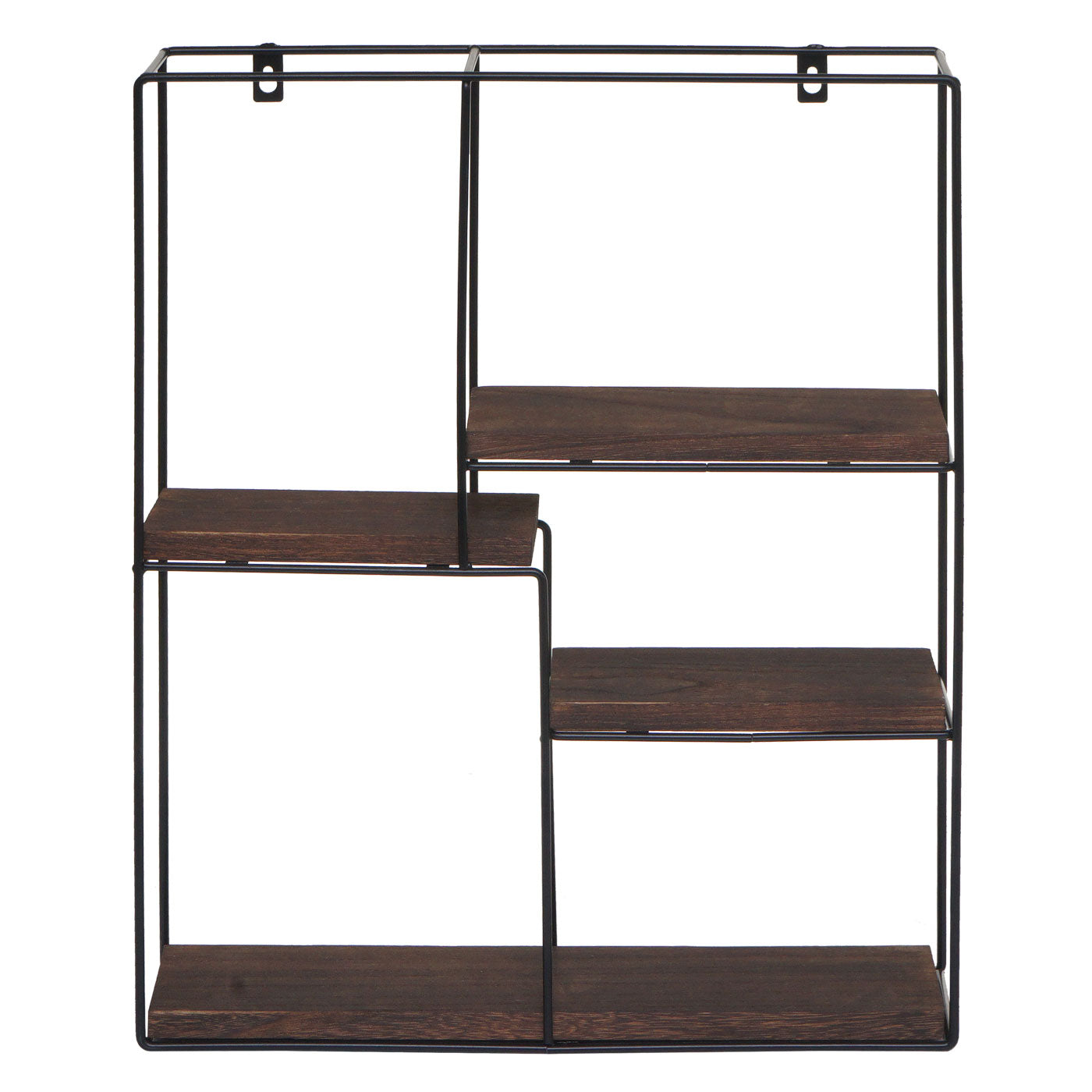 Wandplank MCW-K76, Hangende plank Zwevende plank, 4 planken Metalen massief hout Industrieel 51x40x11cm ~ donkerbruin
