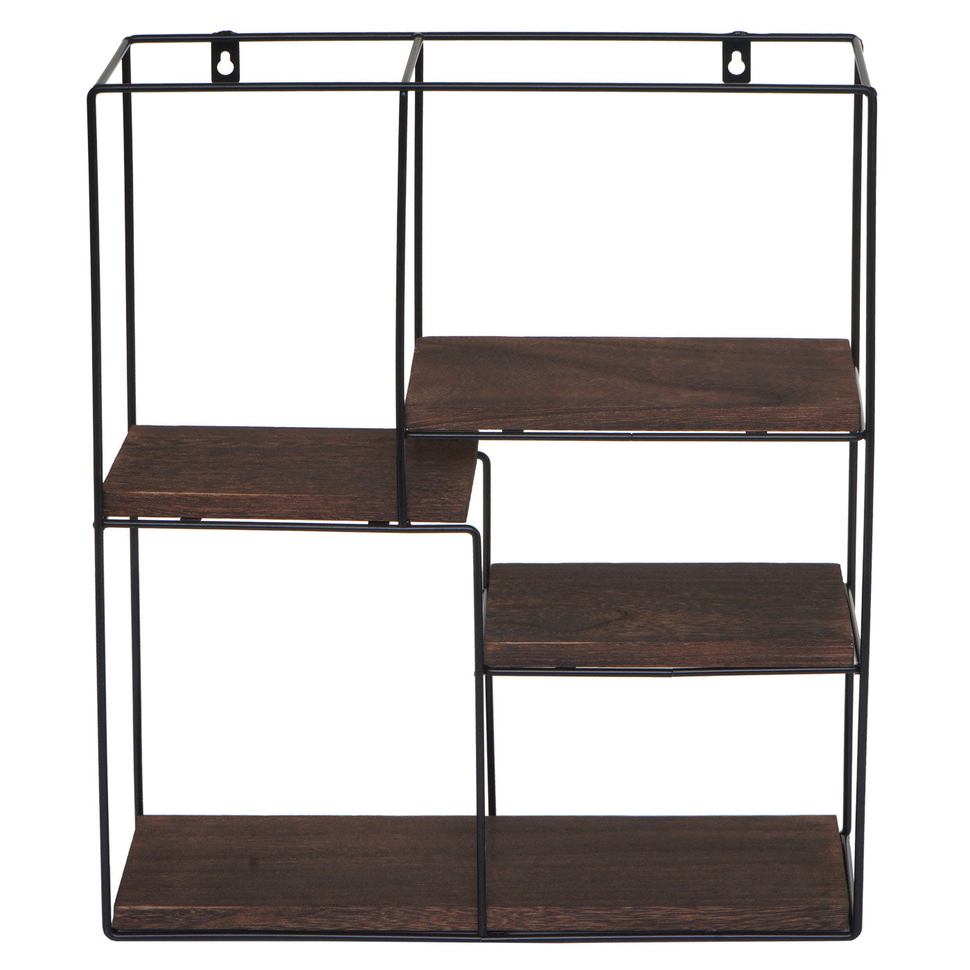 Wandplank MCW-K76, Hangende plank Zwevende plank, 4 planken Metalen massief hout Industrieel 51x40x11cm ~ donkerbruin