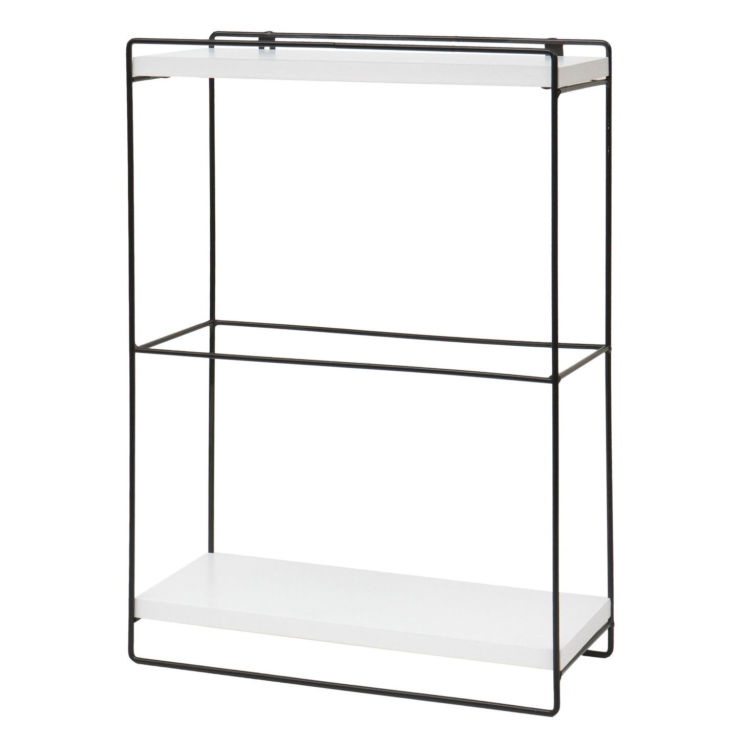 Wandplank MCW-K77, hangplank Keukenplank, massief hout metaal Industrieel 2 planken 50x35x17cm ~ wit