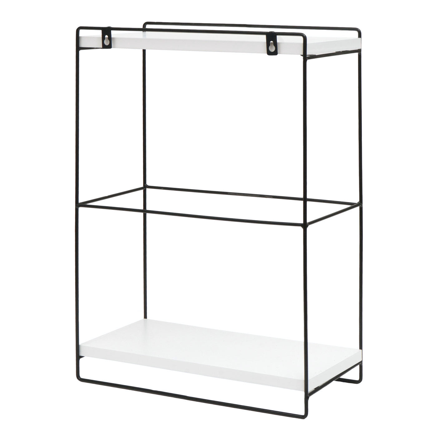 Wandplank MCW-K77, hangplank Keukenplank, massief hout metaal Industrieel 2 planken 50x35x17cm ~ wit