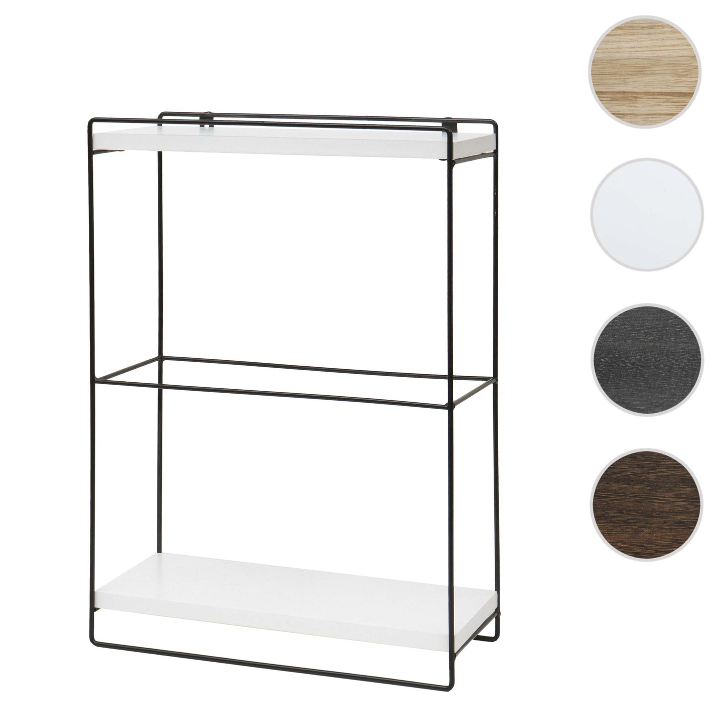 Wandplank MCW-K77, hangplank Keukenplank, massief hout metaal Industrieel 2 planken 50x35x17cm ~ wit