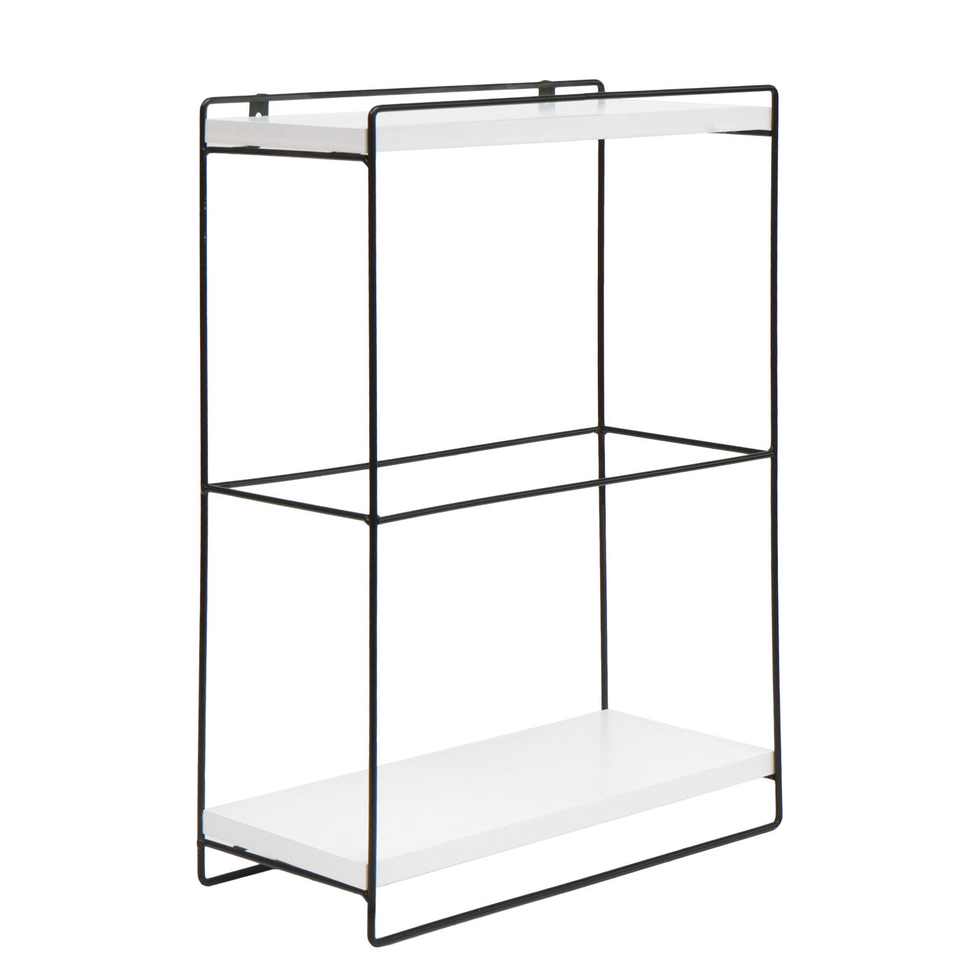 Wandplank MCW-K77, hangplank Keukenplank, massief hout metaal Industrieel 2 planken 50x35x17cm ~ wit