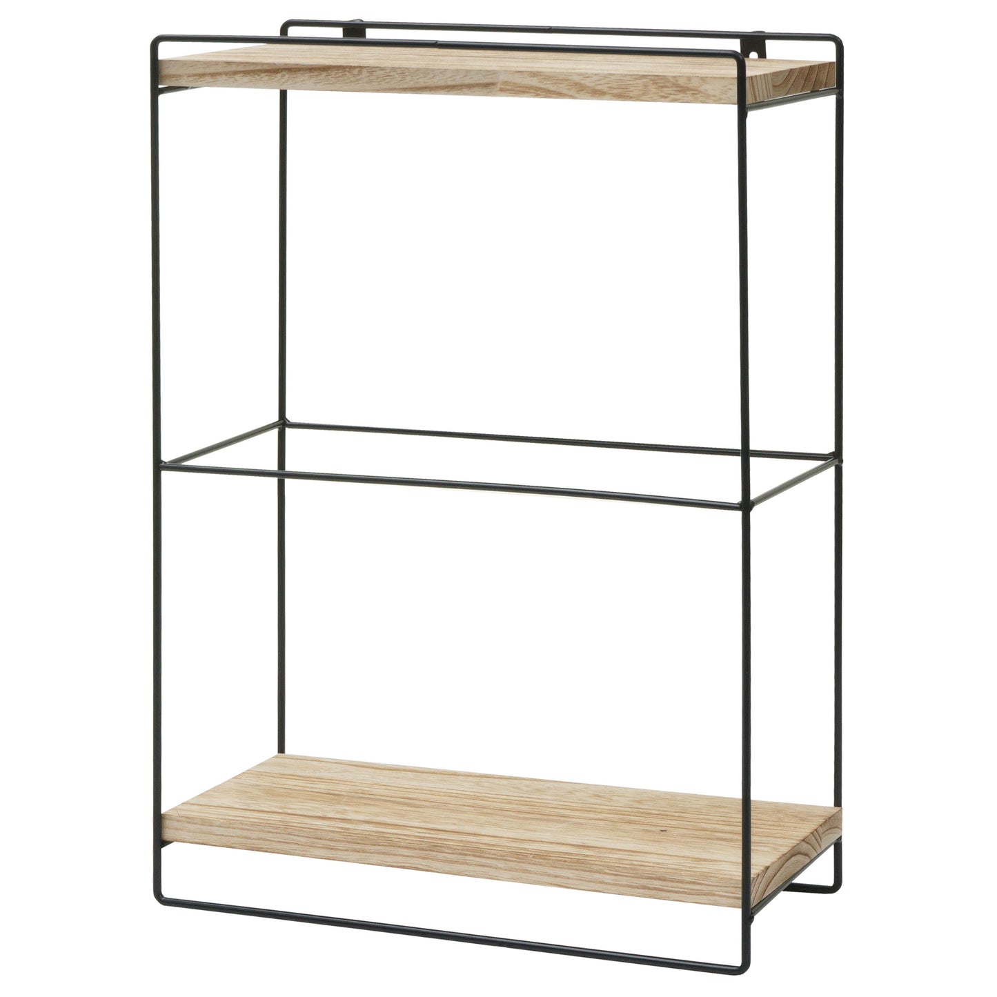 Wandplank MCW-K77, hangende plank Keukenplank, massief hout metaal Industrieel 2 planken 50x35x17cm ~ natuur