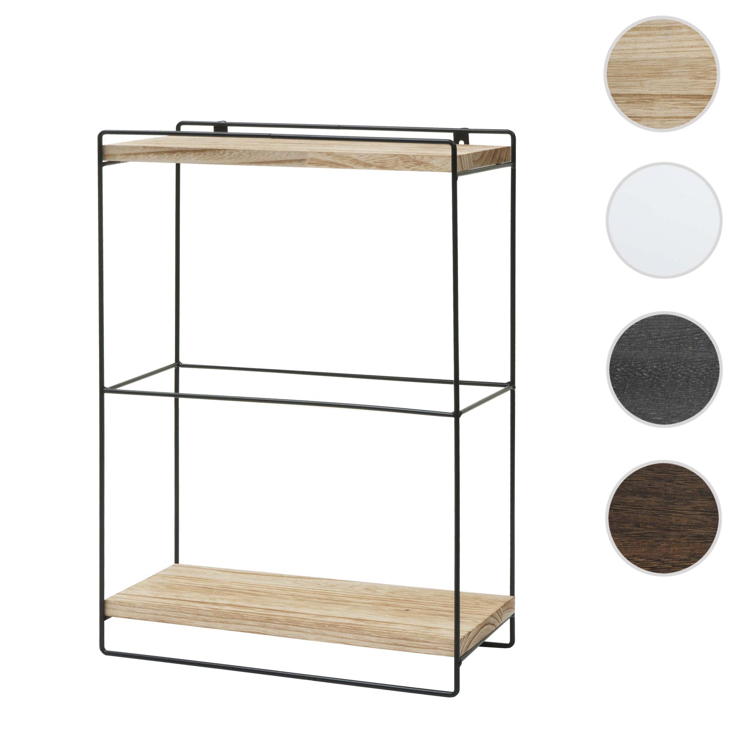 Wandplank MCW-K77, hangende plank Keukenplank, massief hout metaal Industrieel 2 planken 50x35x17cm ~ natuur