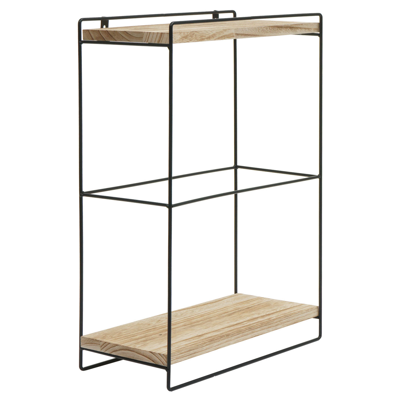 Wandplank MCW-K77, hangende plank Keukenplank, massief hout metaal Industrieel 2 planken 50x35x17cm ~ natuur