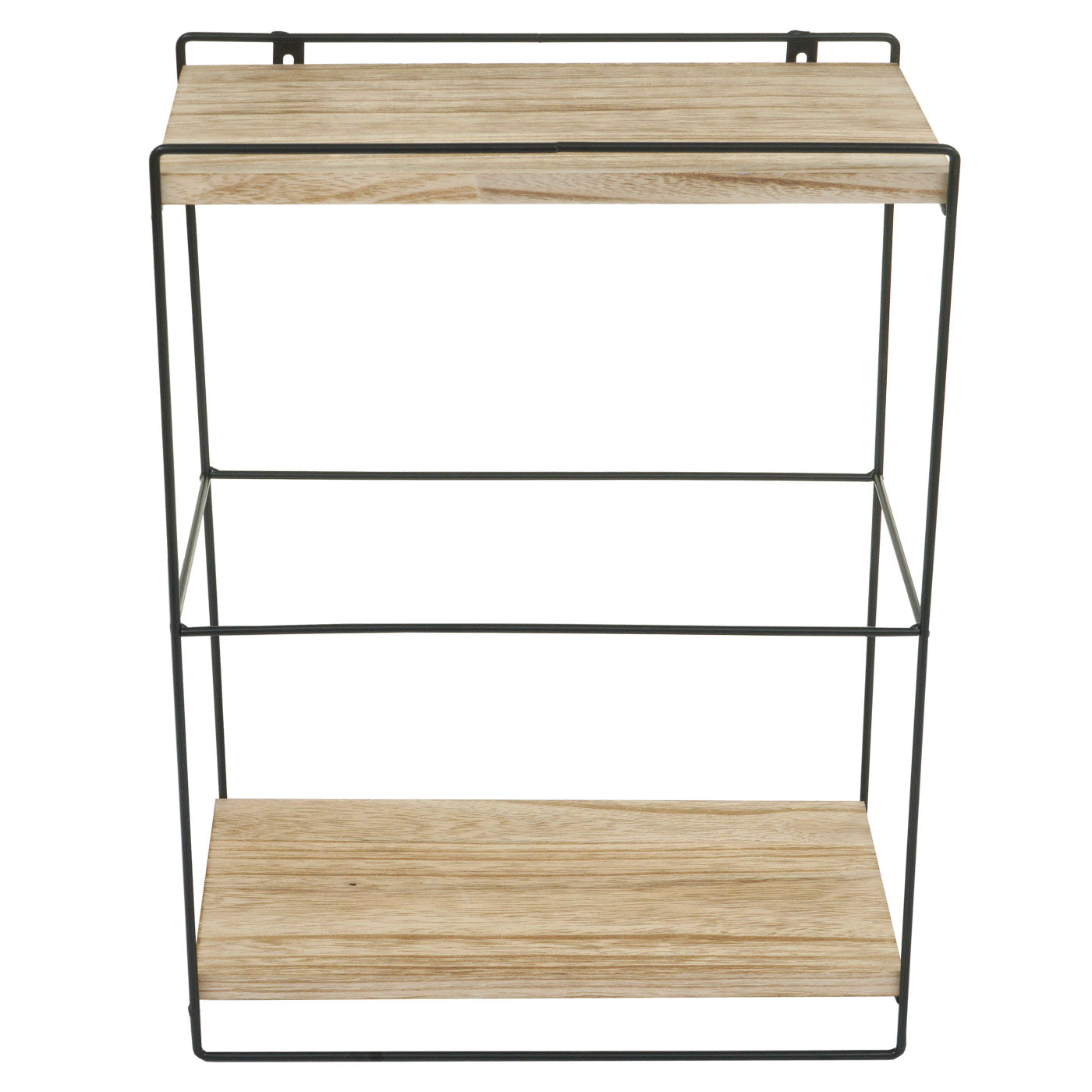 Wandplank MCW-K77, hangende plank Keukenplank, massief hout metaal Industrieel 2 planken 50x35x17cm ~ natuur
