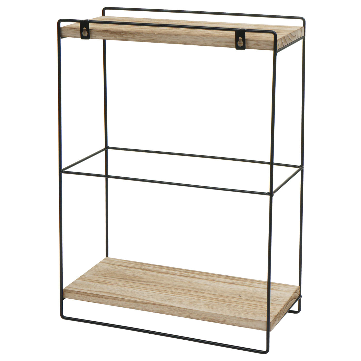 Wandplank MCW-K77, hangende plank Keukenplank, massief hout metaal Industrieel 2 planken 50x35x17cm ~ natuur
