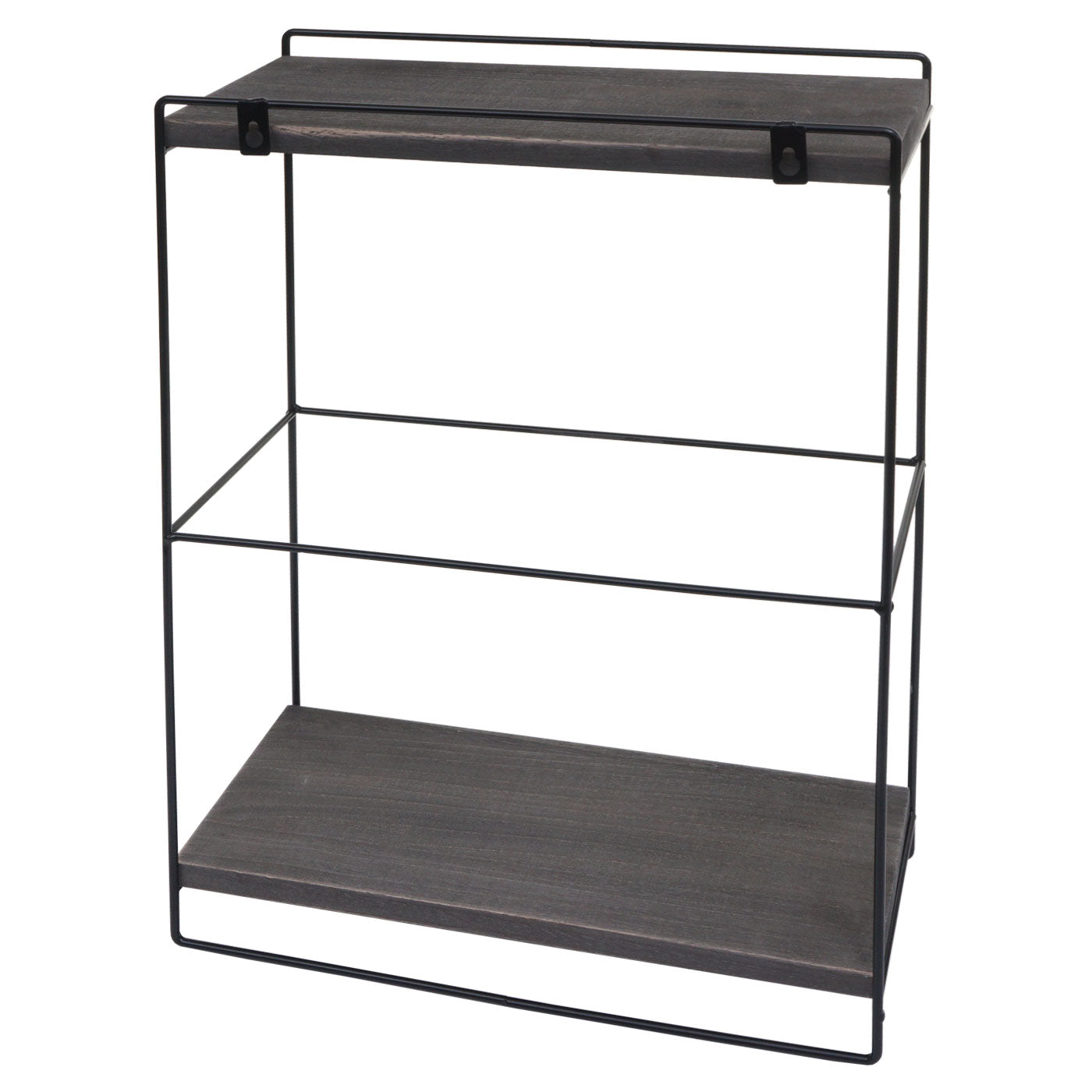 Wandplank MCW-K77, hangplank Keukenplank, massief hout metaal Industrieel 2 planken 50x35x17cm ~ donkergrijs