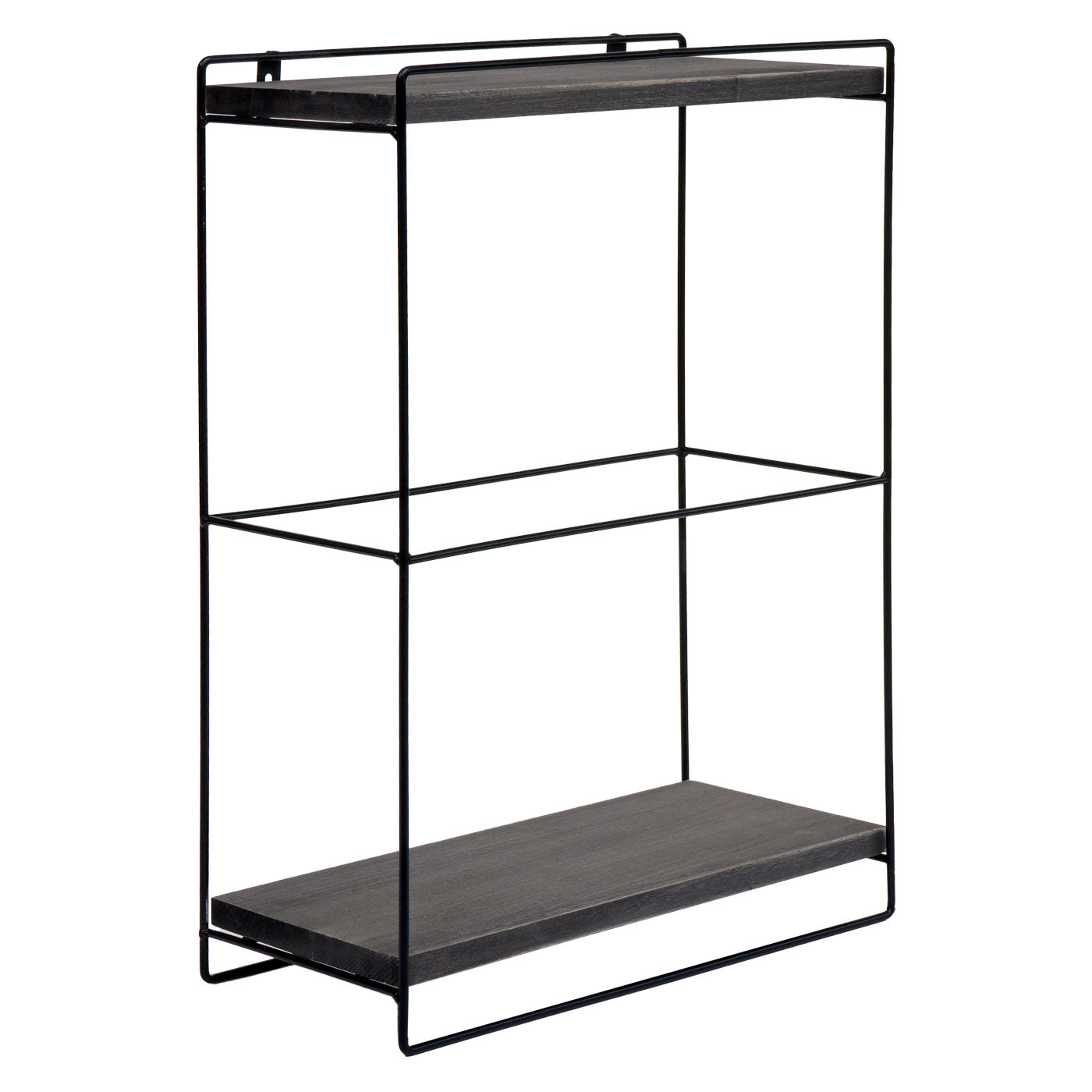 Wandplank MCW-K77, hangplank Keukenplank, massief hout metaal Industrieel 2 planken 50x35x17cm ~ donkergrijs