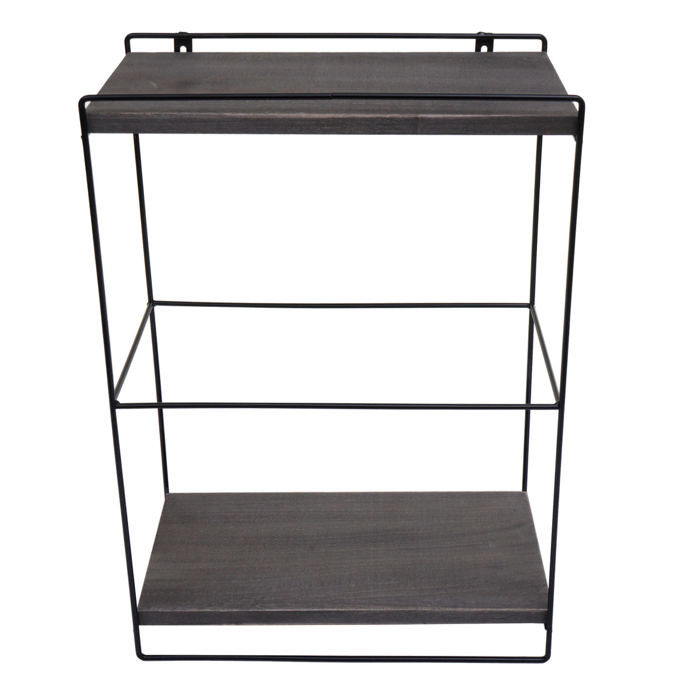 Wandplank MCW-K77, hangplank Keukenplank, massief hout metaal Industrieel 2 planken 50x35x17cm ~ donkergrijs