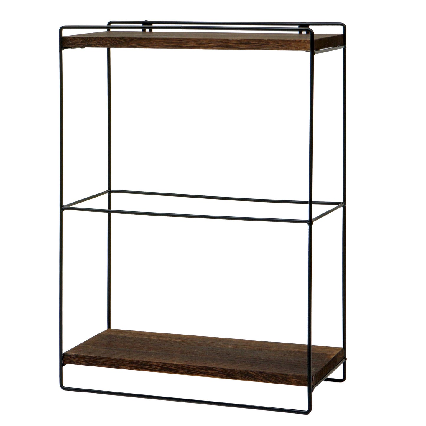 Wandplank MCW-K77, hangplank Keukenplank, massief hout metaal Industrieel 2 planken 50x35x17cm ~ donkerbruin
