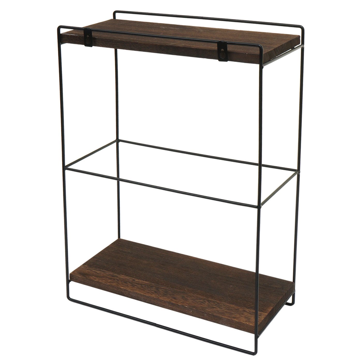 Wandplank MCW-K77, hangplank Keukenplank, massief hout metaal Industrieel 2 planken 50x35x17cm ~ donkerbruin