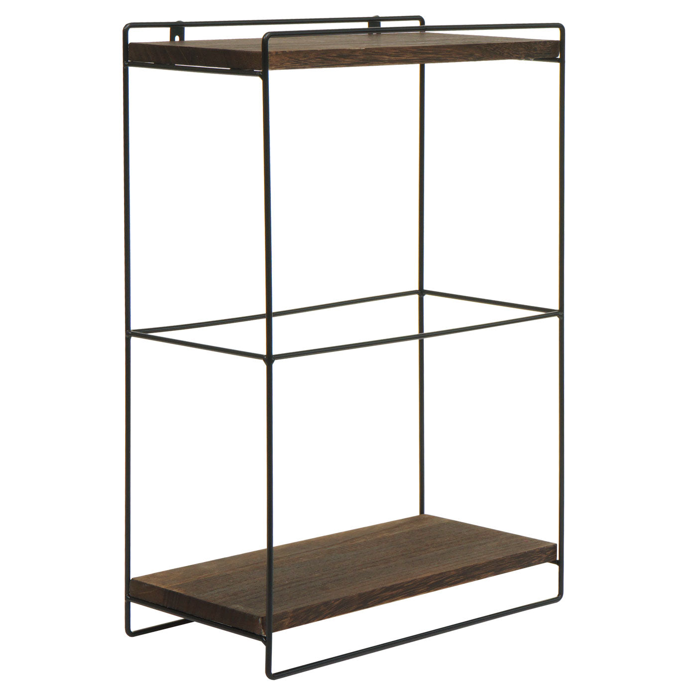 Wandplank MCW-K77, hangplank Keukenplank, massief hout metaal Industrieel 2 planken 50x35x17cm ~ donkerbruin