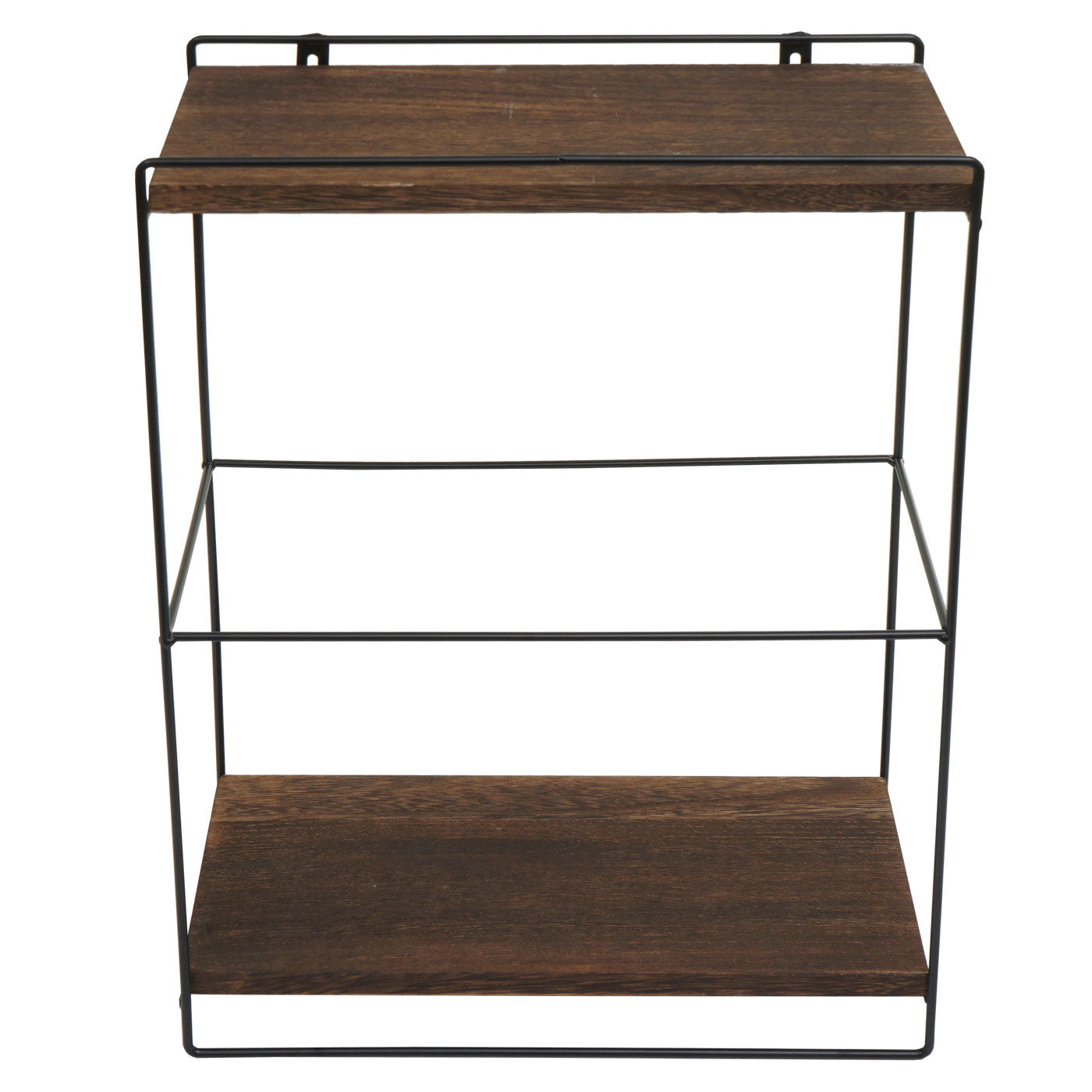 Wandplank MCW-K77, hangplank Keukenplank, massief hout metaal Industrieel 2 planken 50x35x17cm ~ donkerbruin