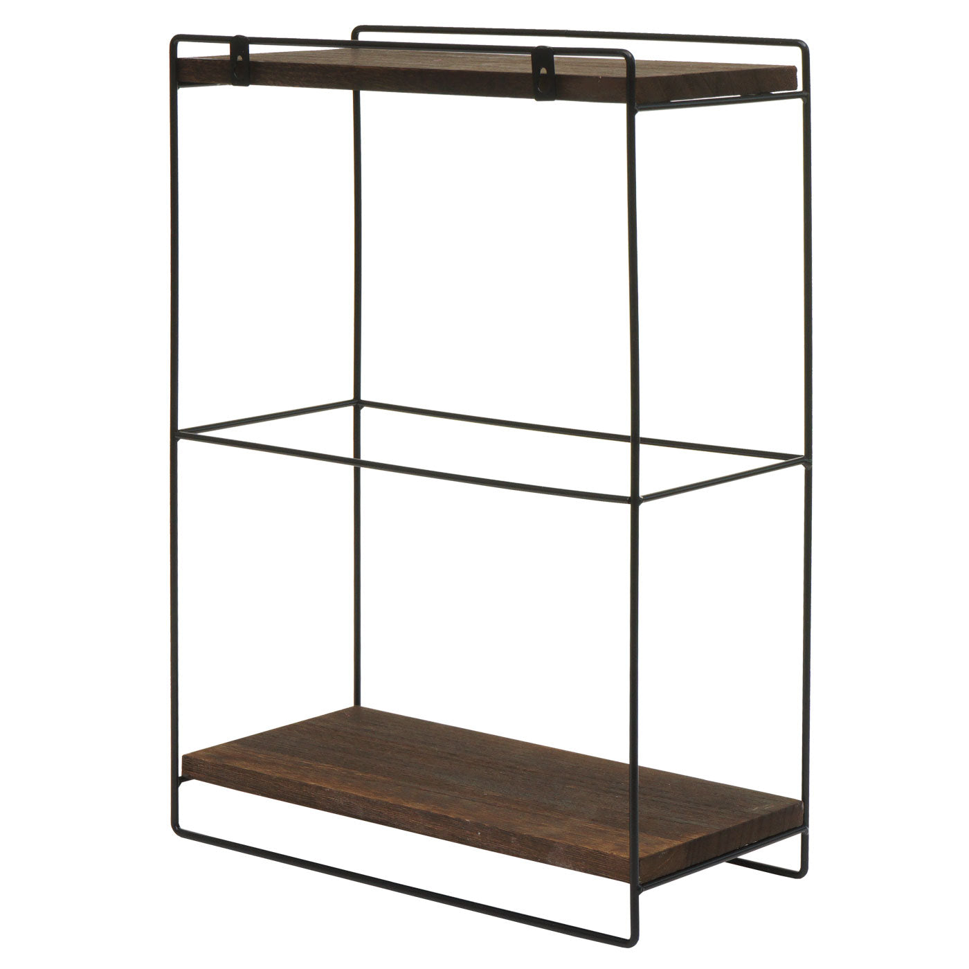 Wandplank MCW-K77, hangplank Keukenplank, massief hout metaal Industrieel 2 planken 50x35x17cm ~ donkerbruin