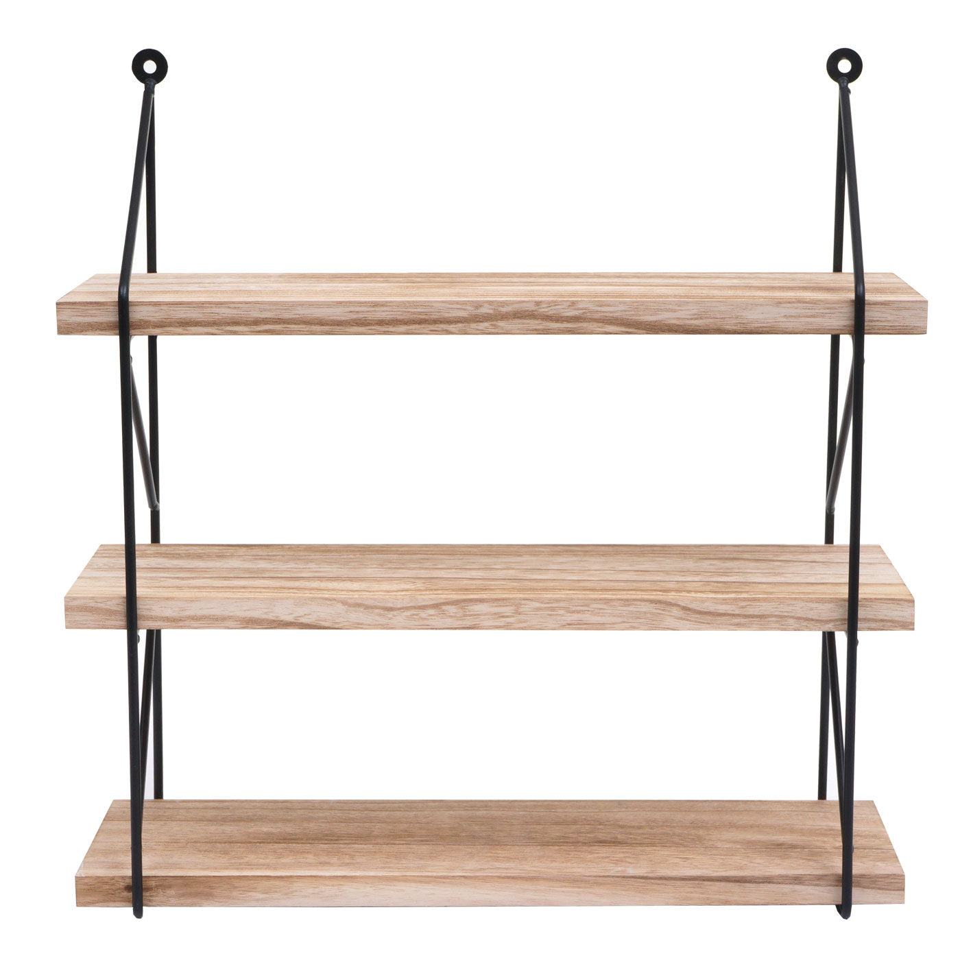Wandplank MCW-K78, Hangende plank Zwevende plank, 3 planken Metalen massief hout Industrieel 40x40x13cm ~ natuur