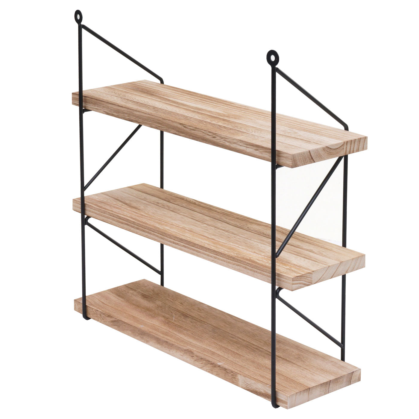 Wandplank MCW-K78, Hangende plank Zwevende plank, 3 planken Metalen massief hout Industrieel 40x40x13cm ~ natuur