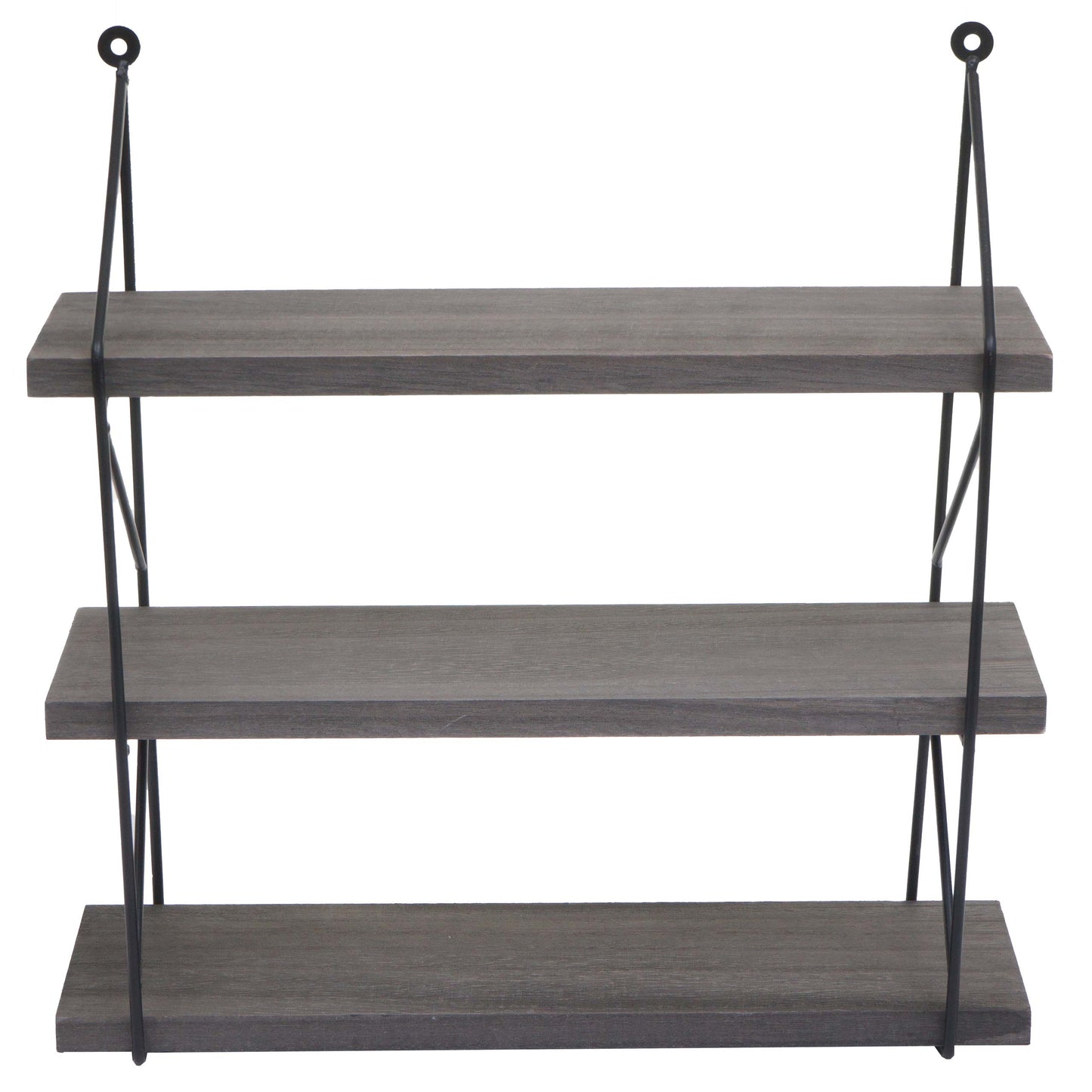 Wandplank MCW-K78, Hangende plank Zwevende plank, 3 planken Metalen massief hout Industrieel 40x40x13cm ~ donkergrijs