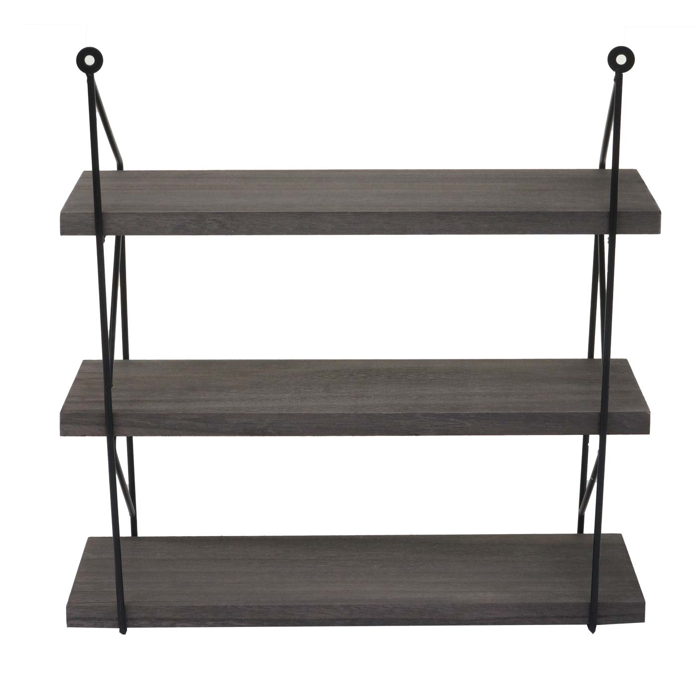 Wandplank MCW-K78, Hangende plank Zwevende plank, 3 planken Metalen massief hout Industrieel 40x40x13cm ~ donkergrijs
