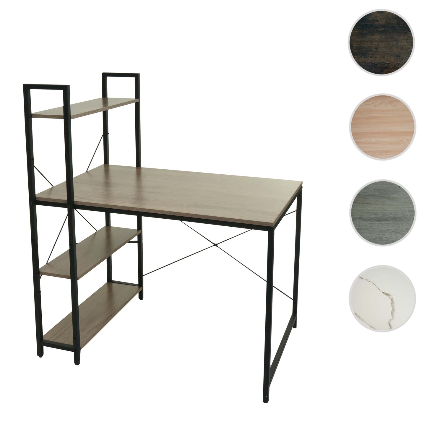 Bureau met legplank MCW-K81, laptoptafel bureau werktafel, 100x60cm metaal MDF ~ grijsbruin