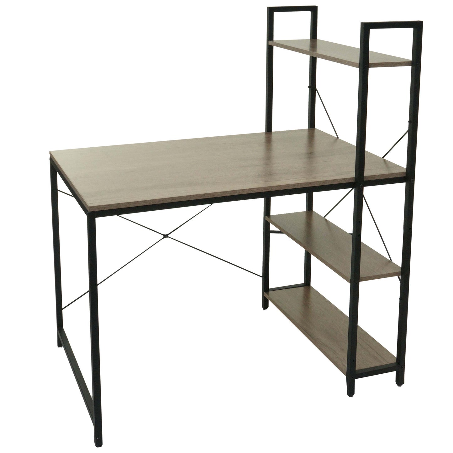 Bureau met legplank MCW-K81, laptoptafel bureau werktafel, 100x60cm metaal MDF ~ grijsbruin