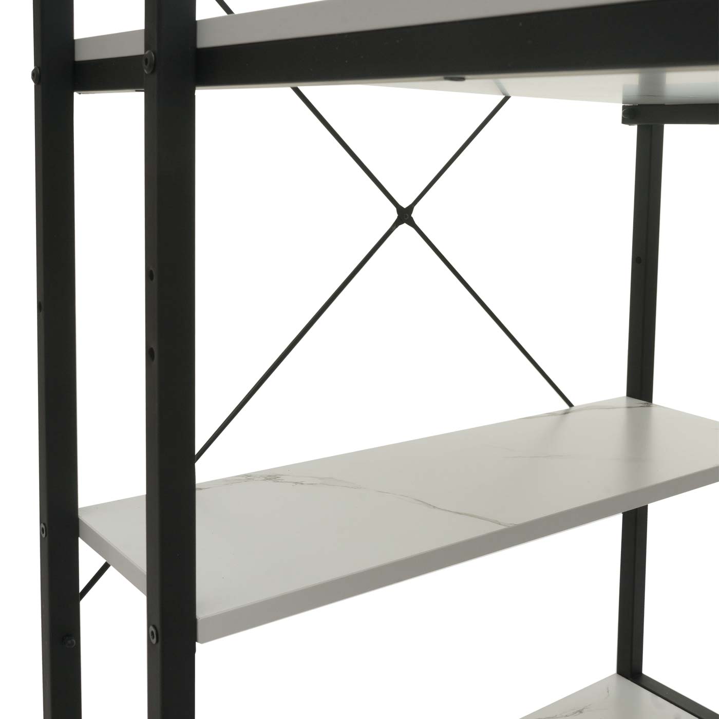 Bureau met legplank MCW-K81, laptoptafel bureau werktafel, 100x60cm metaal MDF ~ marmer-look wit