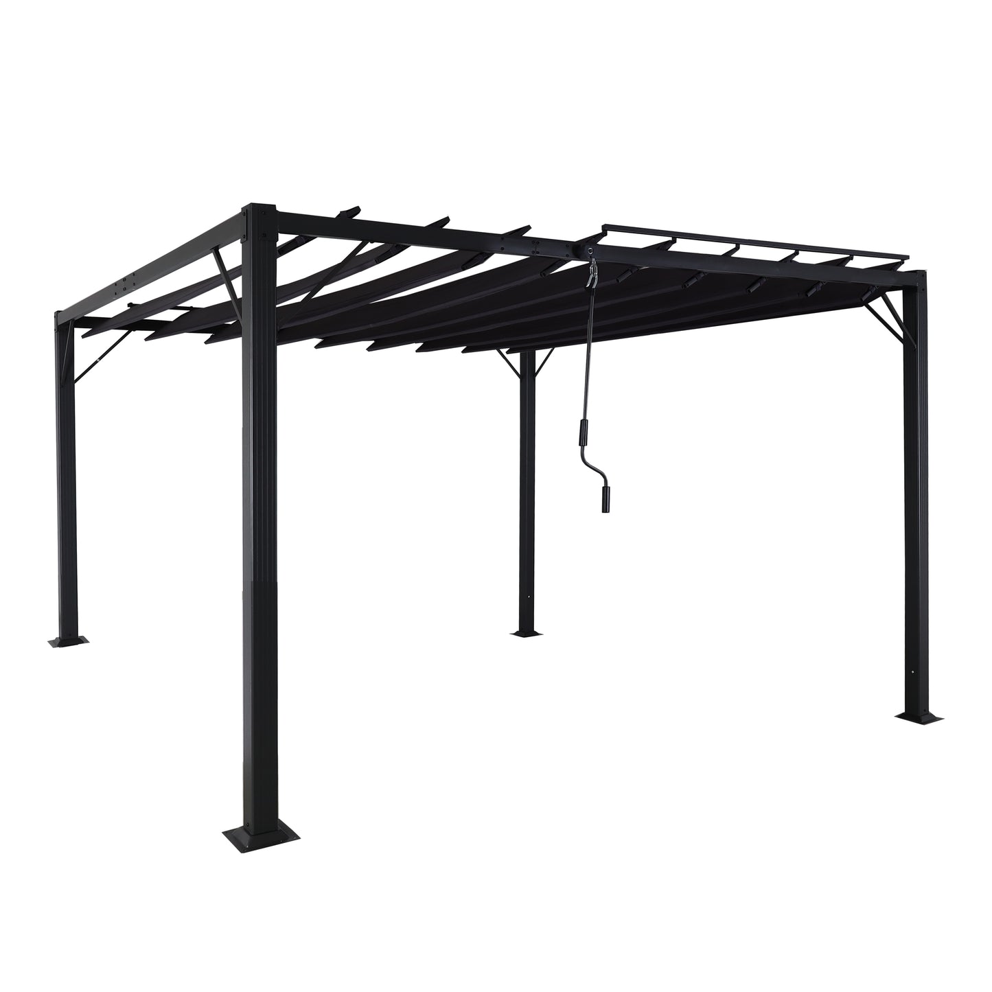 Pergola MCW-L40, tuinrooster paviljoen terrasoverkapping, 8cm aluminium frame doek/textiel, 3x3m antraciet
