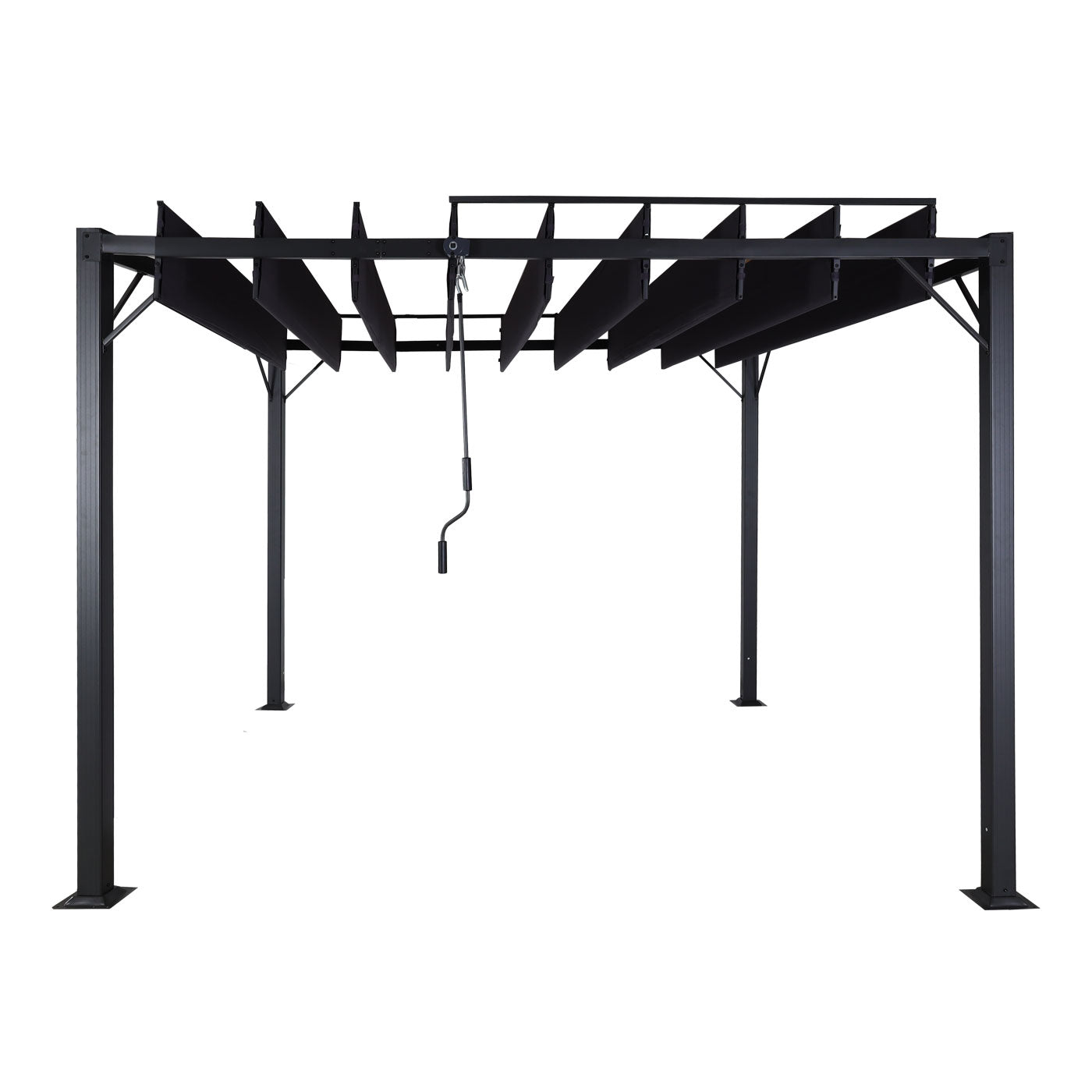 Pergola MCW-L40, tuinrooster paviljoen terrasoverkapping, 8cm aluminium frame doek/textiel, 3x3m antraciet
