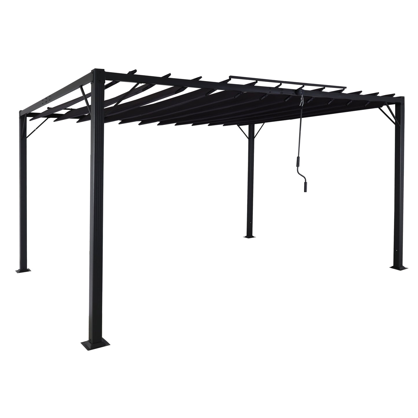 Pergola MCW-L40, tuinrooster paviljoen terrasoverkapping, 8cm aluminium frame doek/textiel, 3x4m antraciet