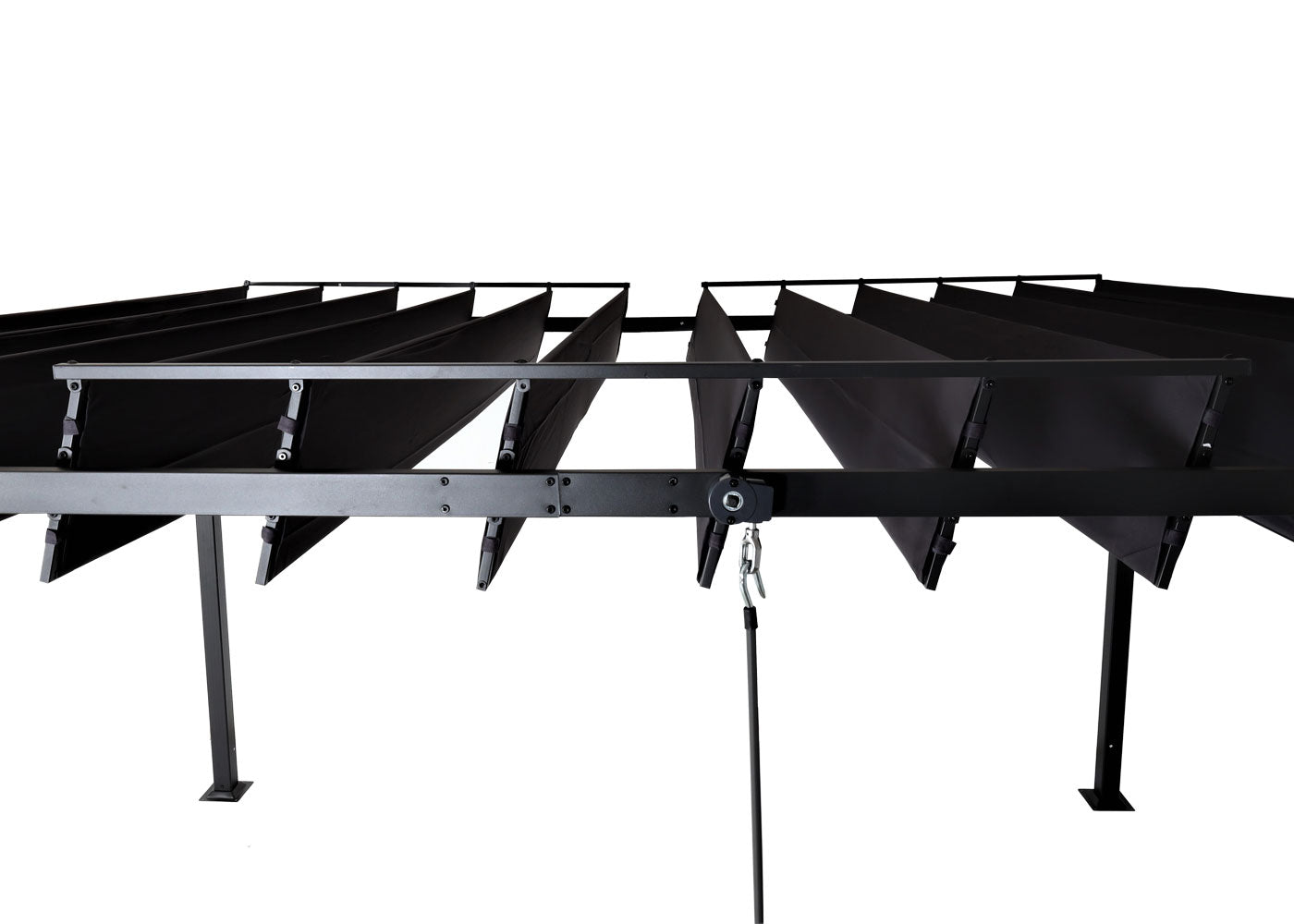 Pergola MCW-L40, tuinrooster paviljoen terrasoverkapping, 8cm aluminium frame doek/textiel, 3x3m antraciet