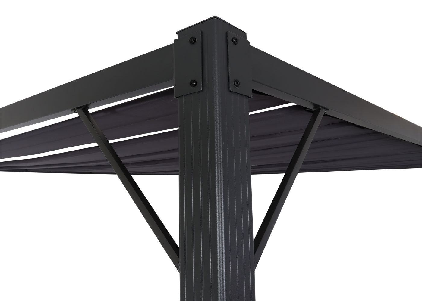 Pergola MCW-L40, tuinrooster paviljoen terrasoverkapping, 8cm aluminium frame doek/textiel, 3x3m antraciet