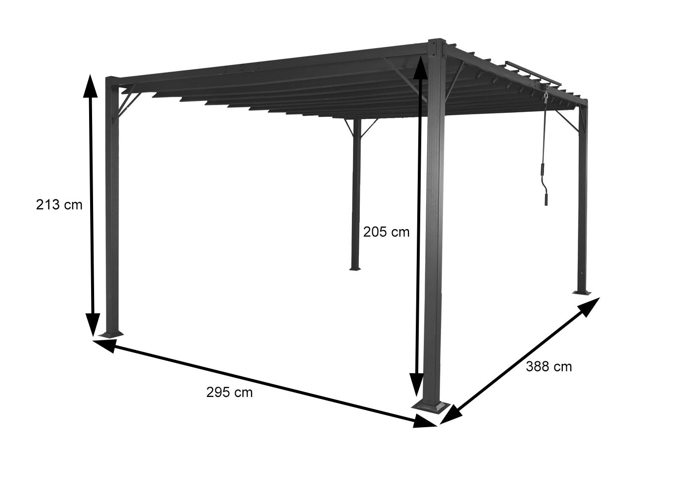 Pergola MCW-L40, tuinrooster paviljoen terrasoverkapping, 8cm aluminium frame doek/textiel, 3x4m antraciet
