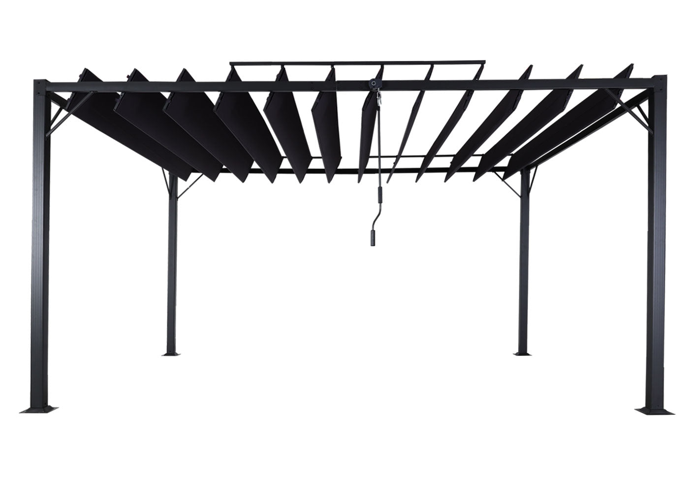 Pergola MCW-L40, tuinrooster paviljoen terrasoverkapping, 8cm aluminium frame doek/textiel, 3x4m antraciet