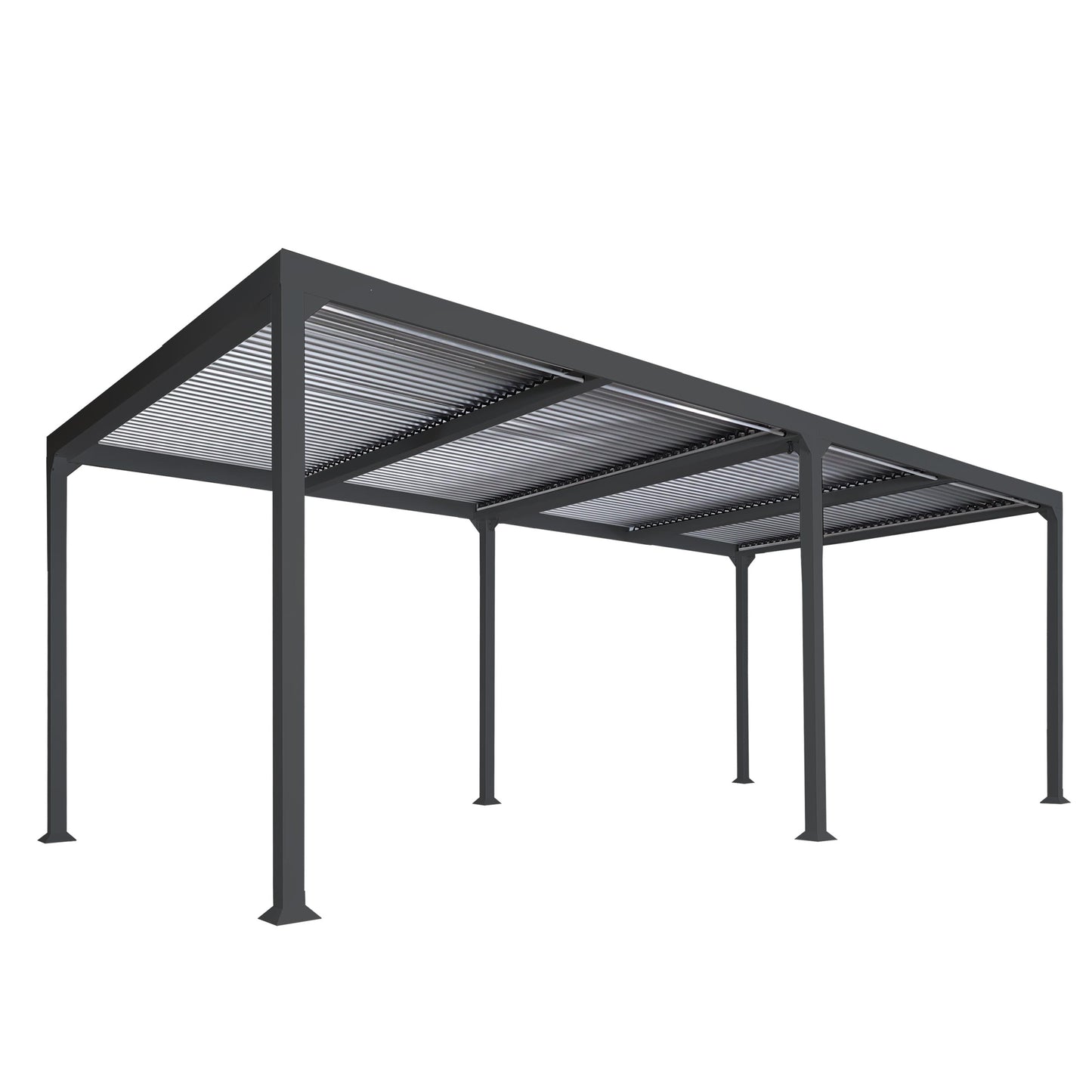 Aluminium pergola MCW-L41, lamellen paviljoen terrasoverkapping, stevig 8cm metalen frame 3x6m ~ antraciet