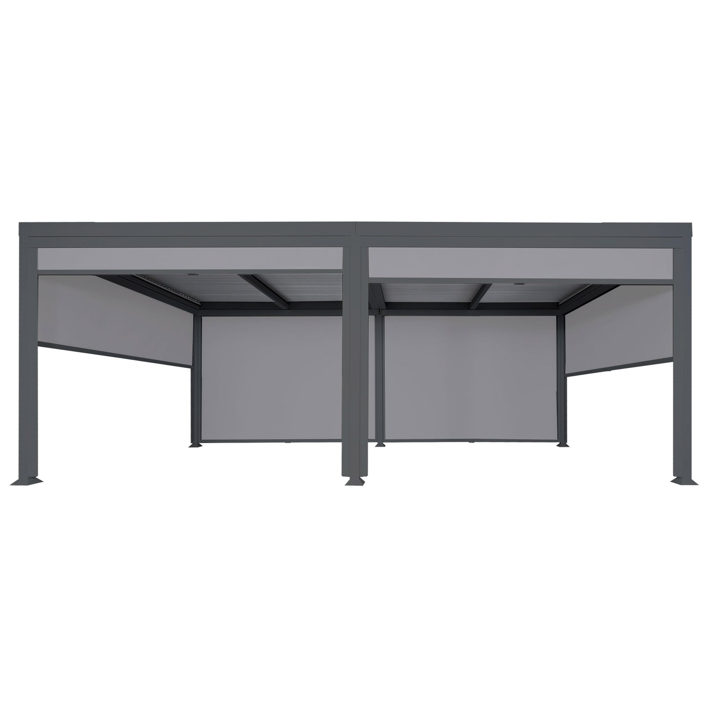 Aluminium pergola MCW-L41 met 6x zijwand, lamellenpaviljoen, stevig 8cm metalen frame 3x6m ~ antraciet