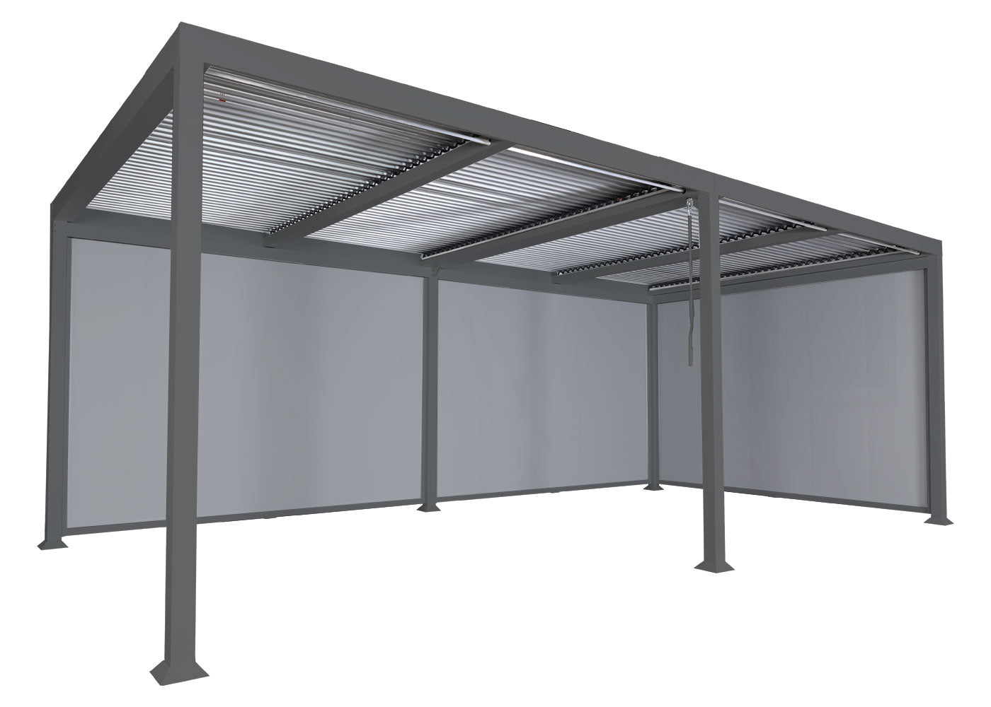 Aluminium pergola MCW-L41 met 3x zijwand, lamellenpaviljoen, stevig 8cm metalen frame 3x6m ~ antraciet
