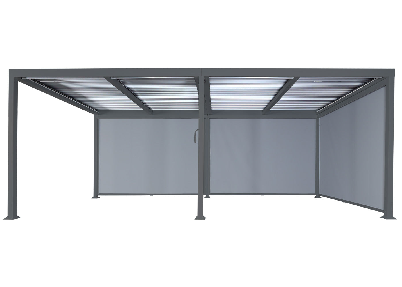 Aluminium pergola MCW-L41 met 3x zijwand, lamellenpaviljoen, stevig 8cm metalen frame 3x6m ~ antraciet
