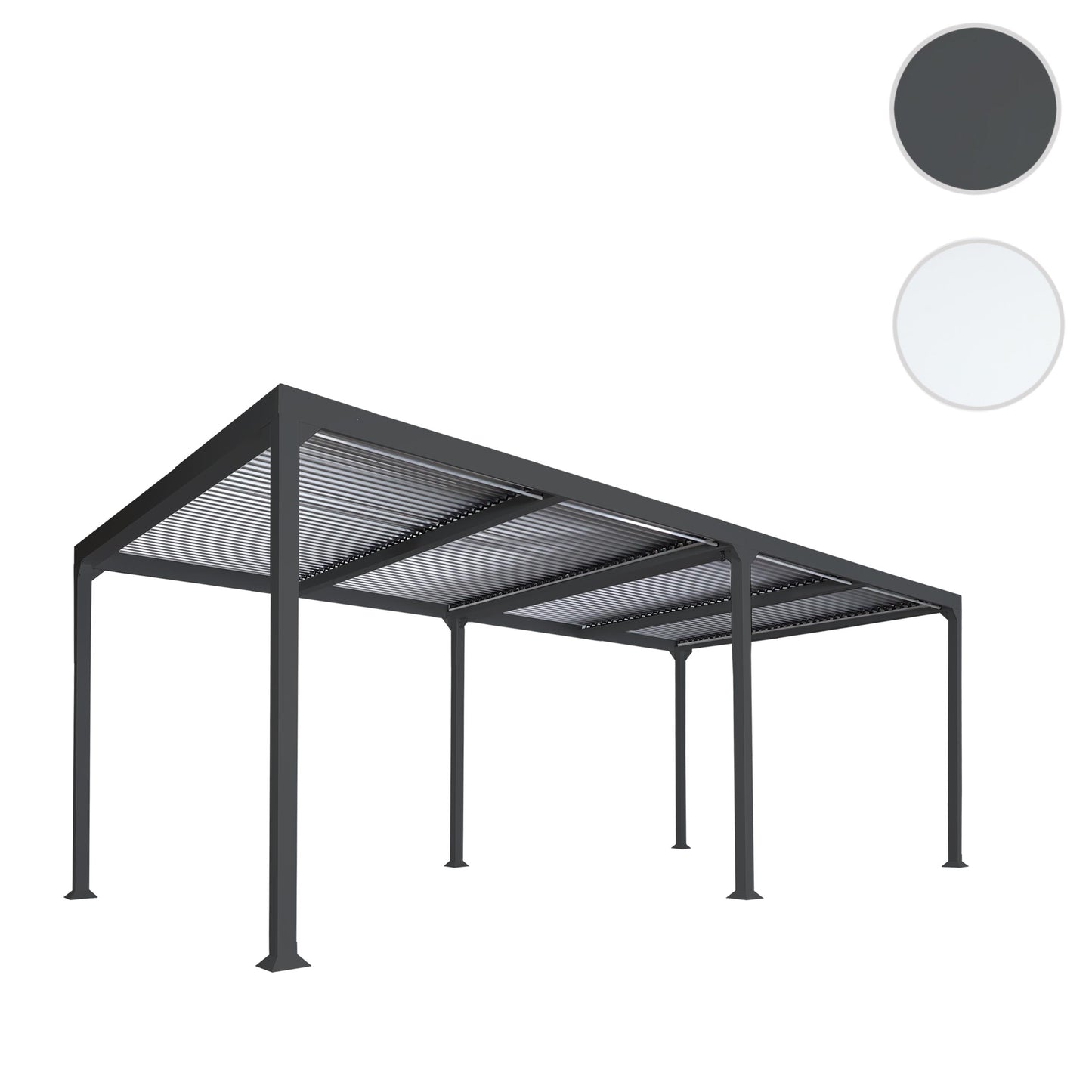 Aluminium pergola MCW-L41, lamellen paviljoen terrasoverkapping, stevig 8cm metalen frame 3x6m ~ antraciet