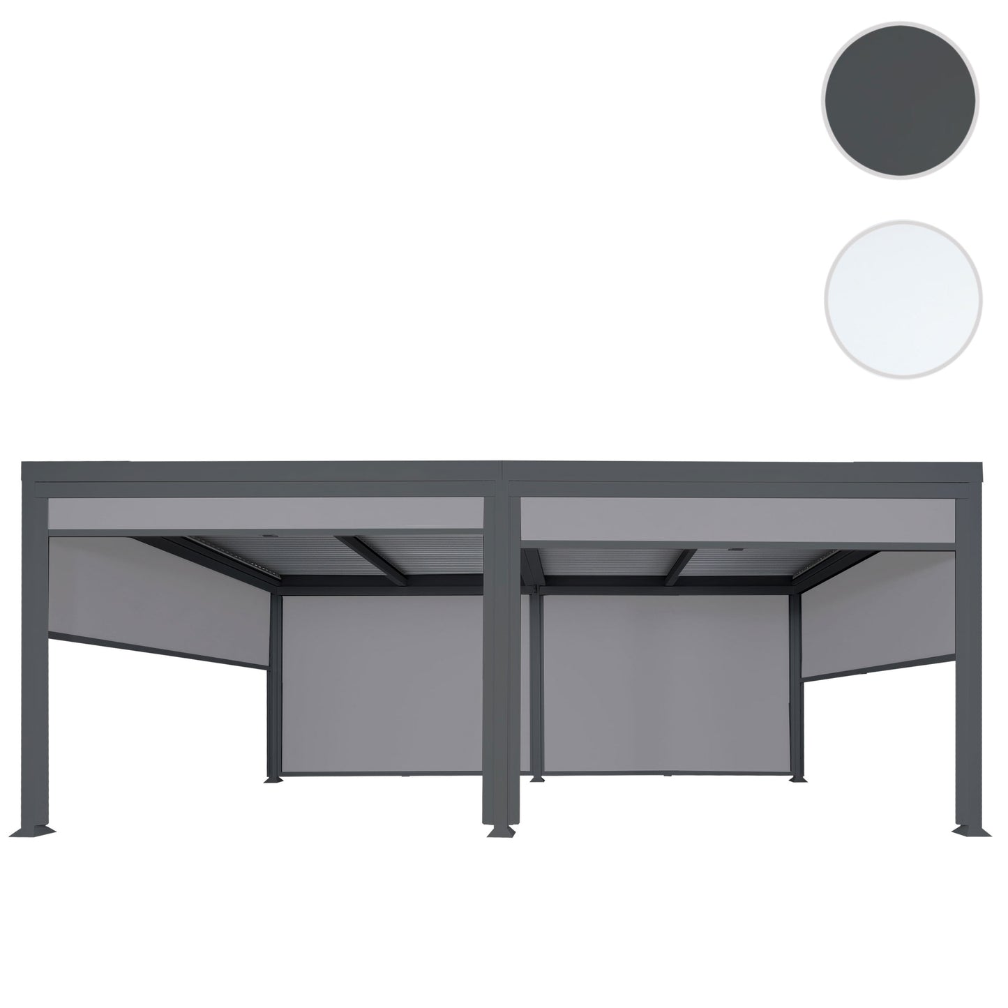 Aluminium pergola MCW-L41 met 6x zijwand, lamellenpaviljoen, stevig 8cm metalen frame 3x6m ~ antraciet