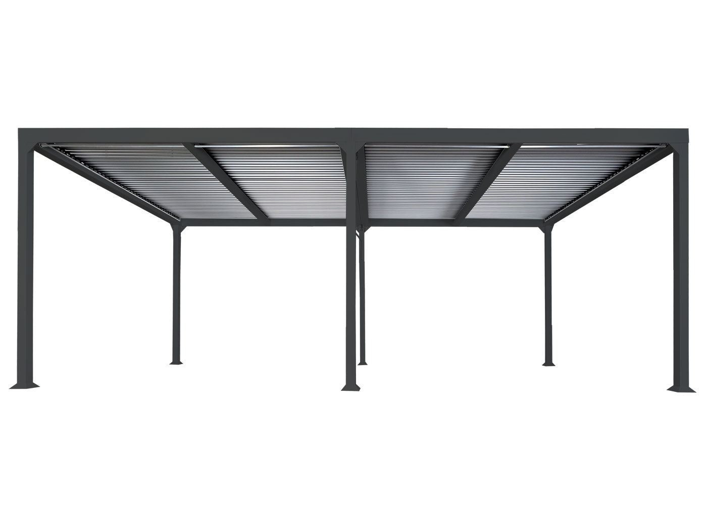 Aluminium pergola MCW-L41, lamellen paviljoen terrasoverkapping, stevig 8cm metalen frame 3x6m ~ antraciet