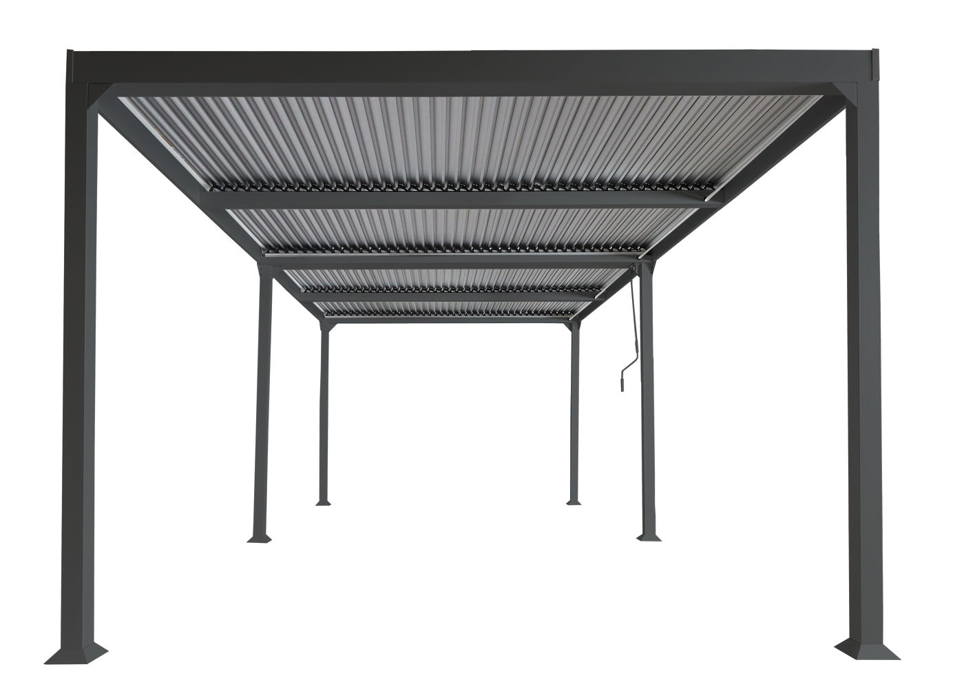 Aluminium pergola MCW-L41, lamellen paviljoen terrasoverkapping, stevig 8cm metalen frame 3x6m ~ antraciet