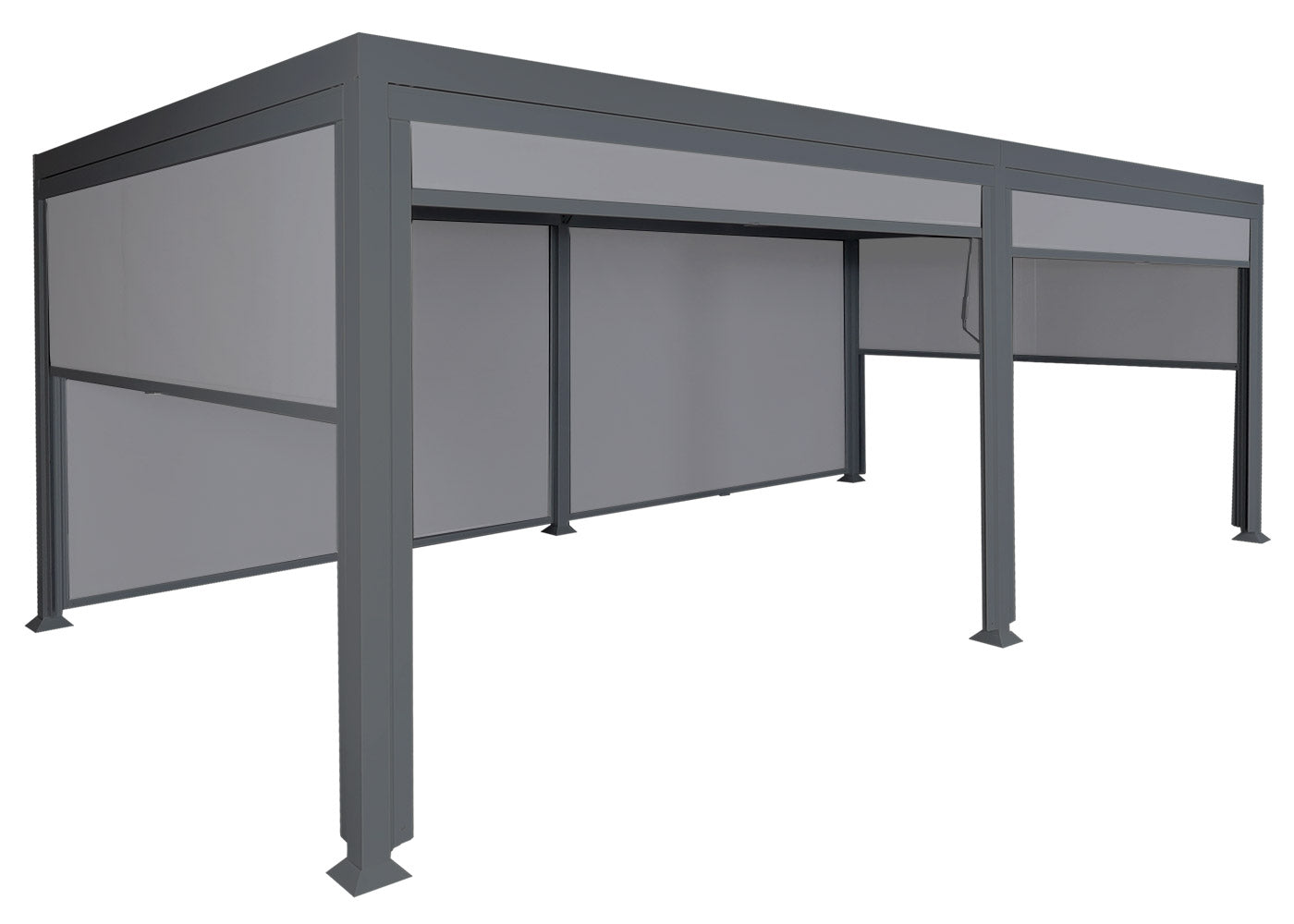 Aluminium pergola MCW-L41 met 6x zijwand, lamellenpaviljoen, stevig 8cm metalen frame 3x6m ~ antraciet